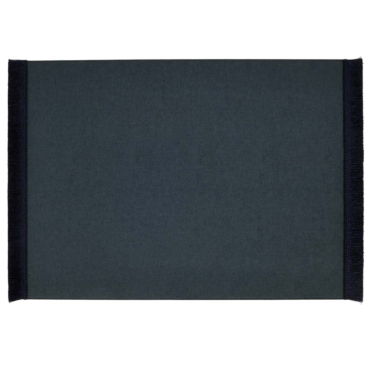 Solid Navy Blue Faux Leather Rectangle Placemat with Fringe, 13x17