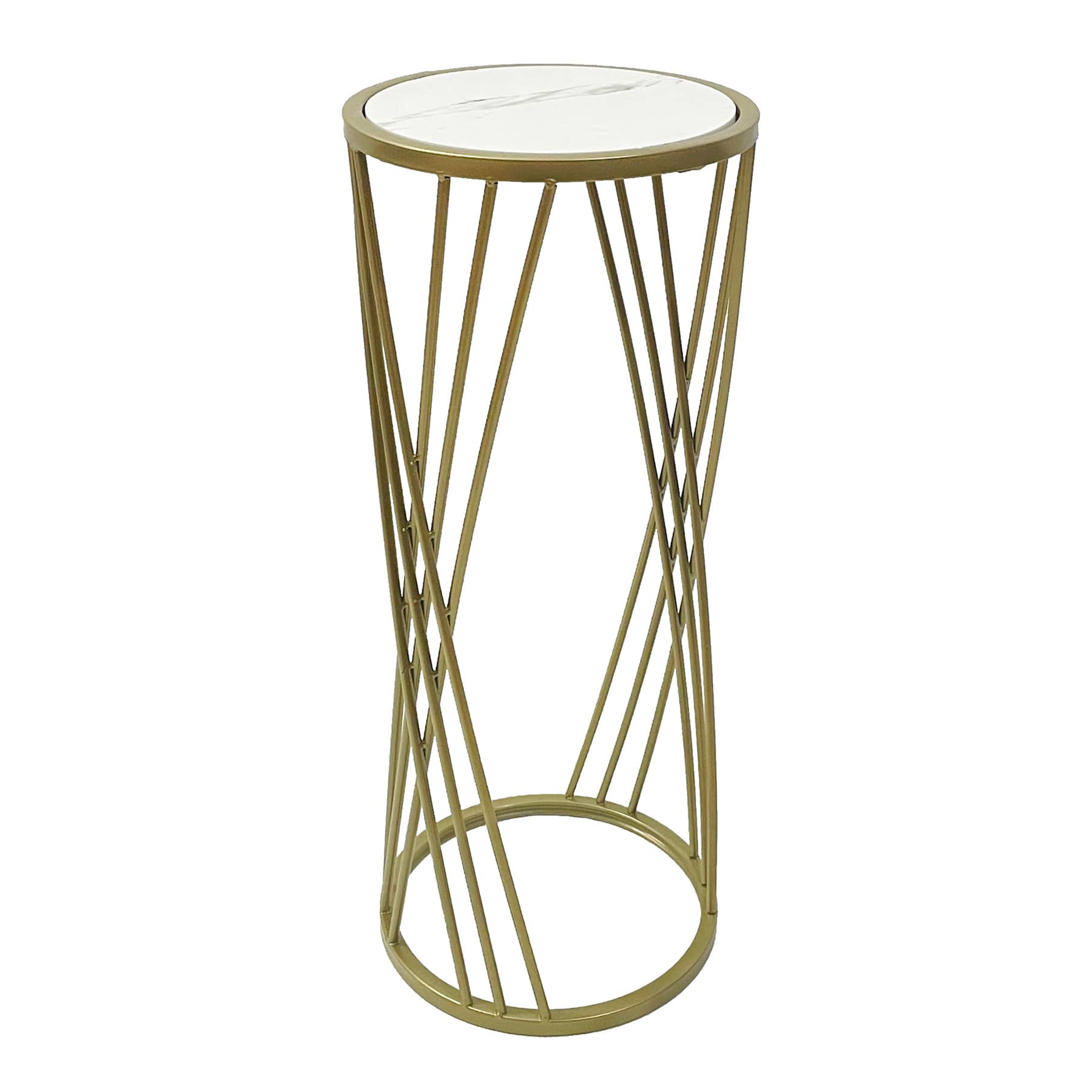 SMALL CROSS MARBLE PLANT STAND GOLD
