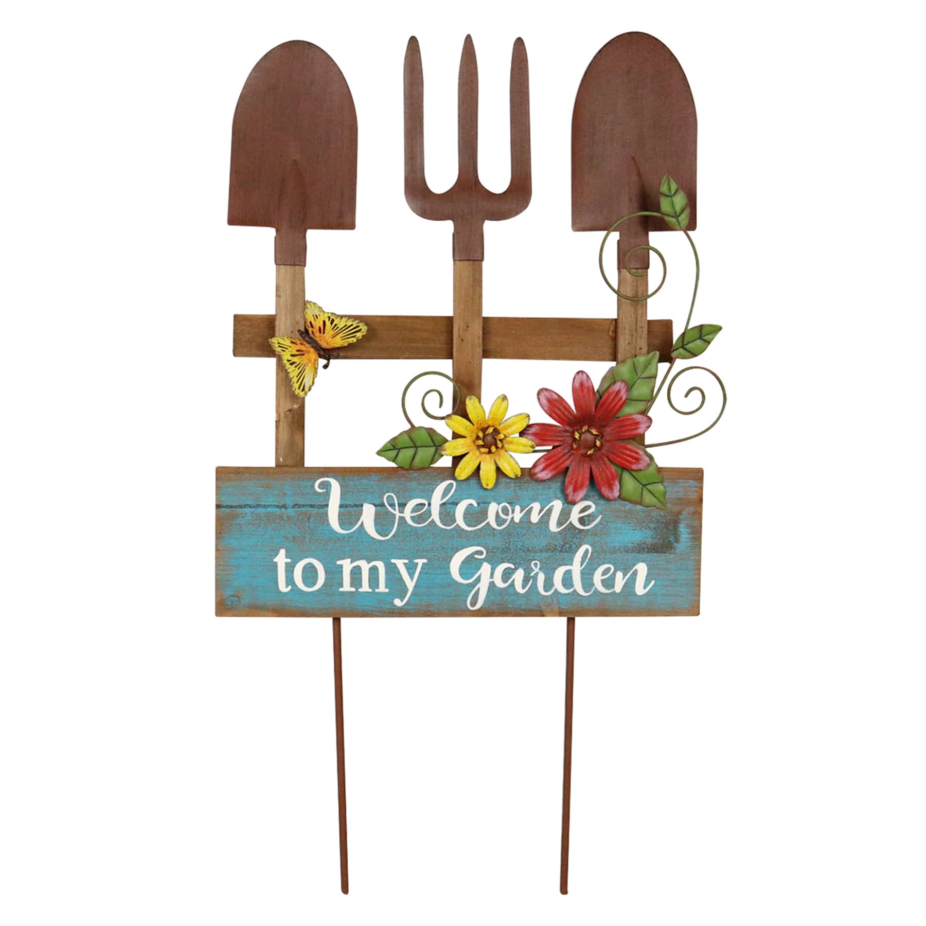Welcome Garden Tools Wood & Metal Yard Stake, 24"