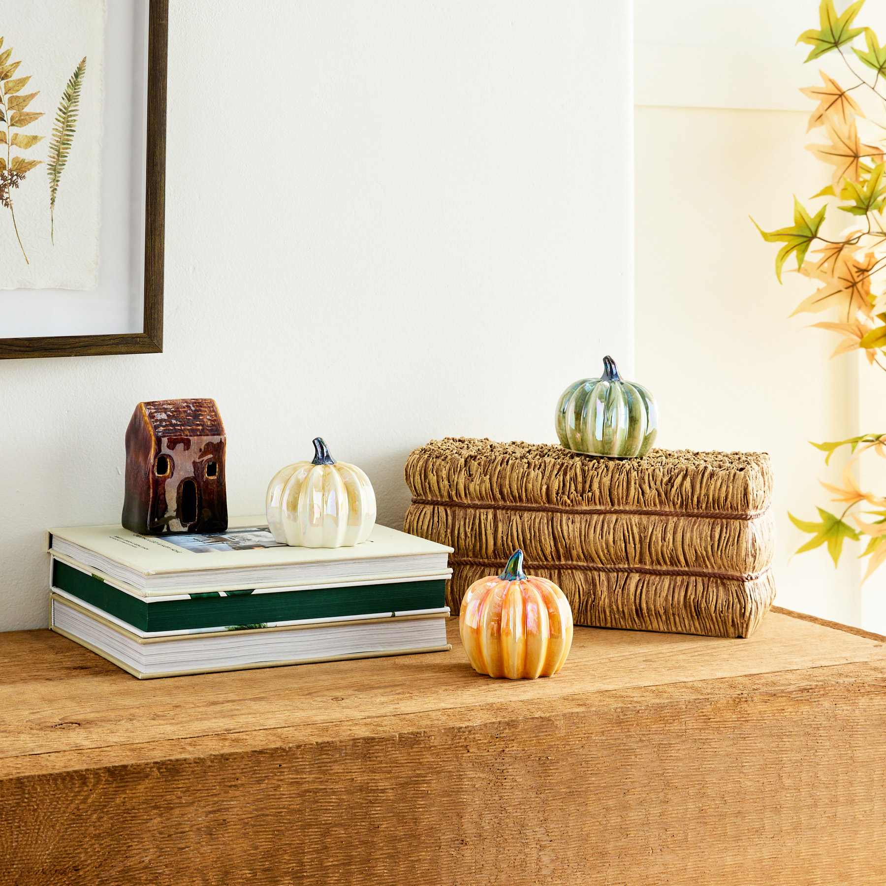 Orange Ceramic Pumpkin, 3.4"