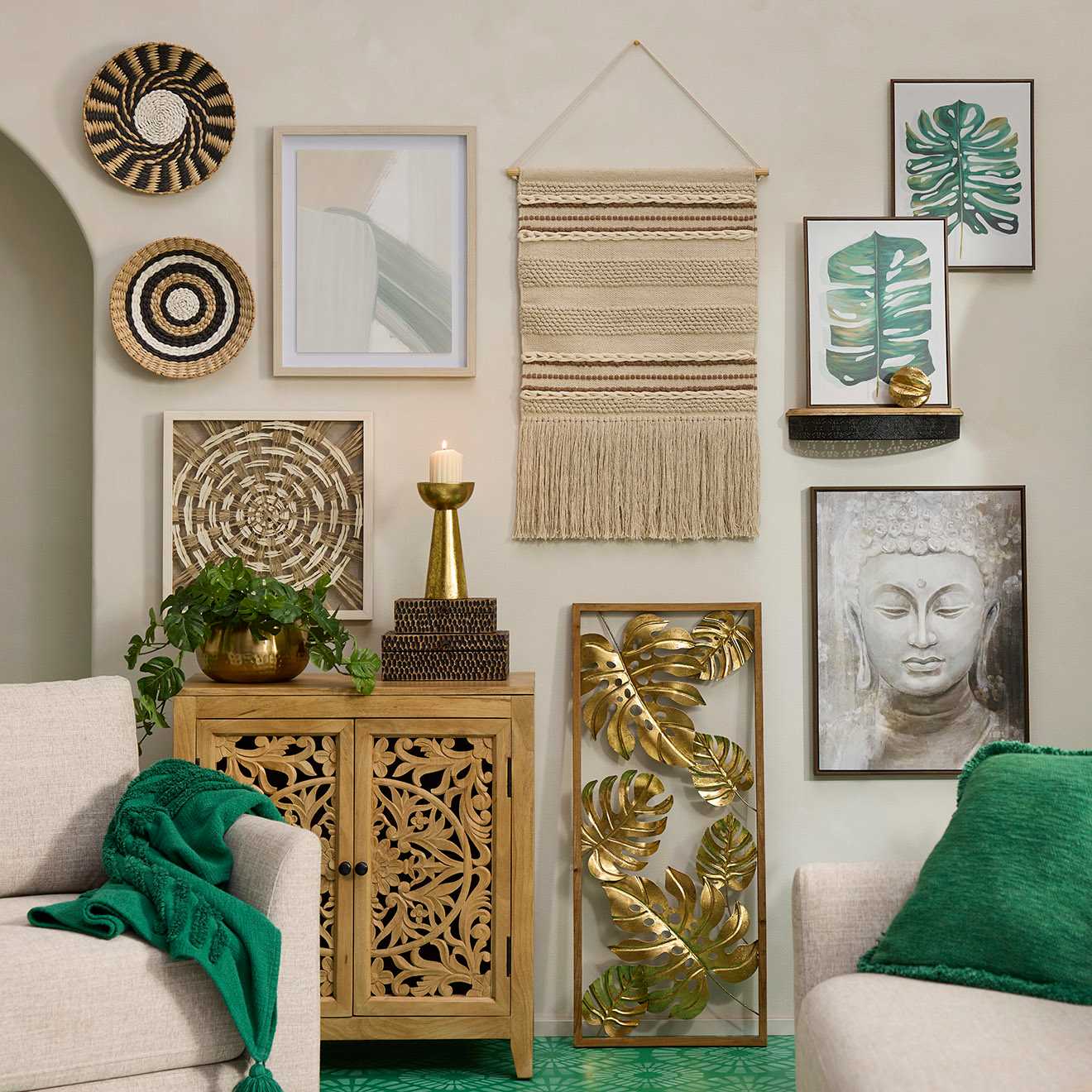 Found & Fable Ornate Metal & Wood Wall Shelf, 17x3