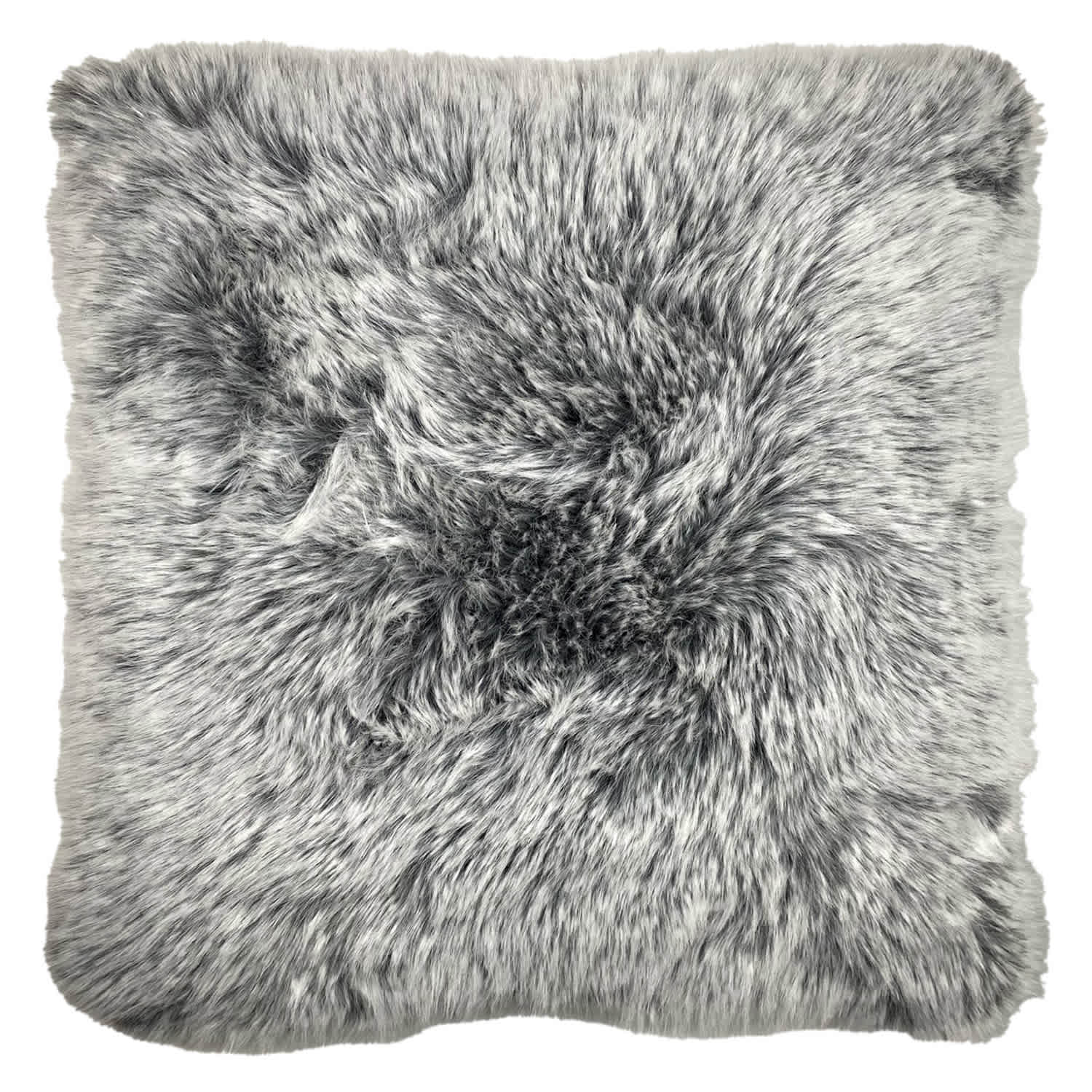 Grey Tipped Faux Fur Throw Pillow, 24"