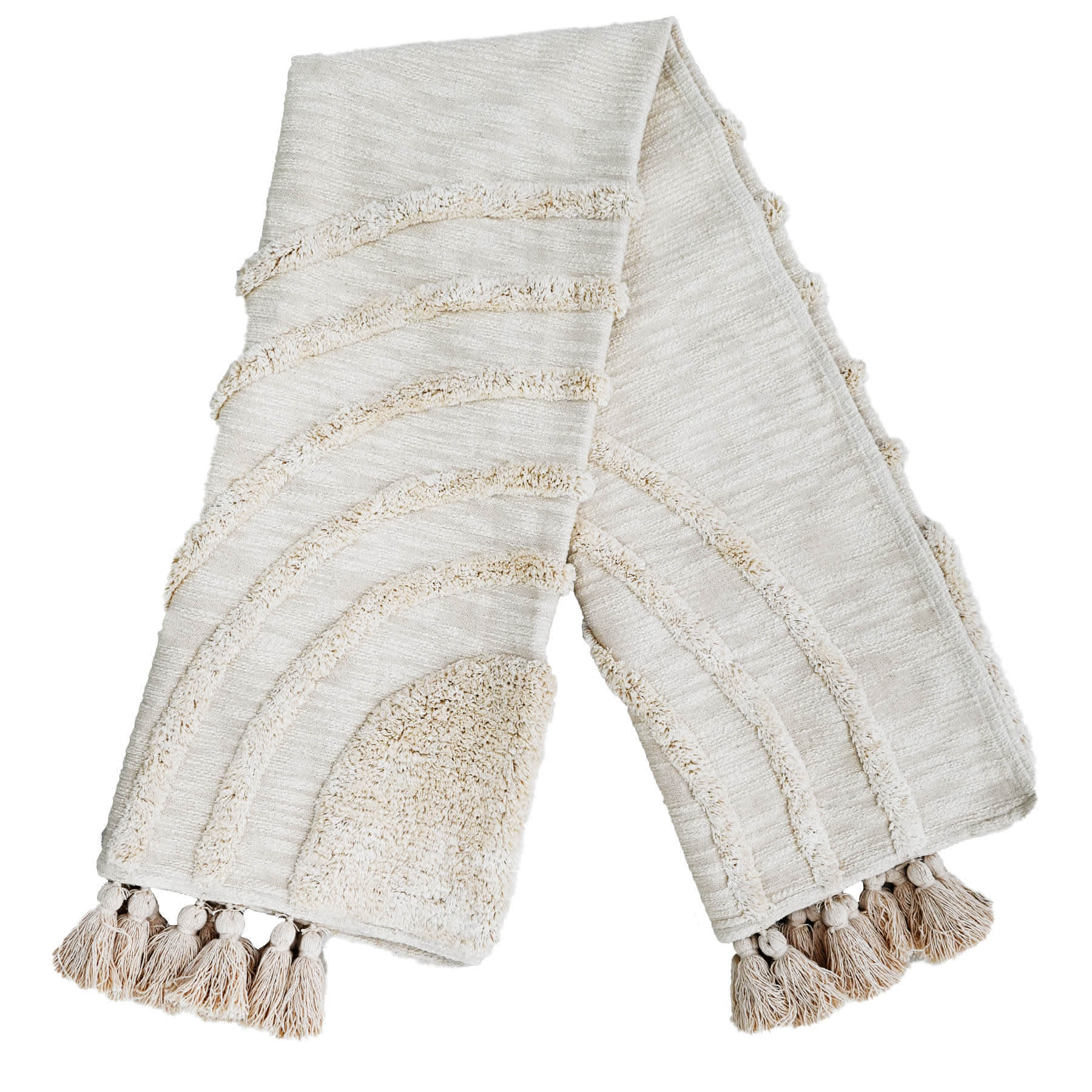 Neutral Rainbow Tufted Throw Blanket, 50x60