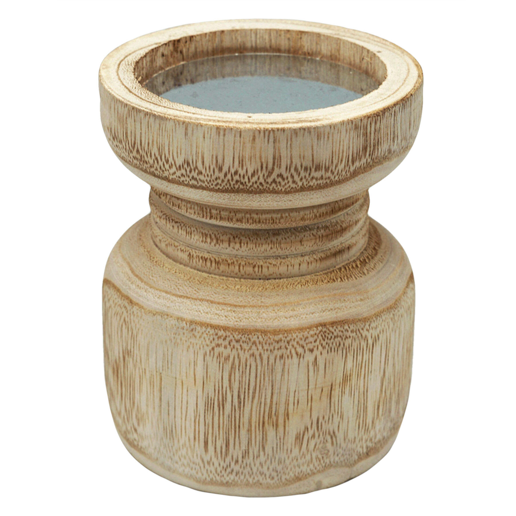 Natural Wood Candle Holder, 6"