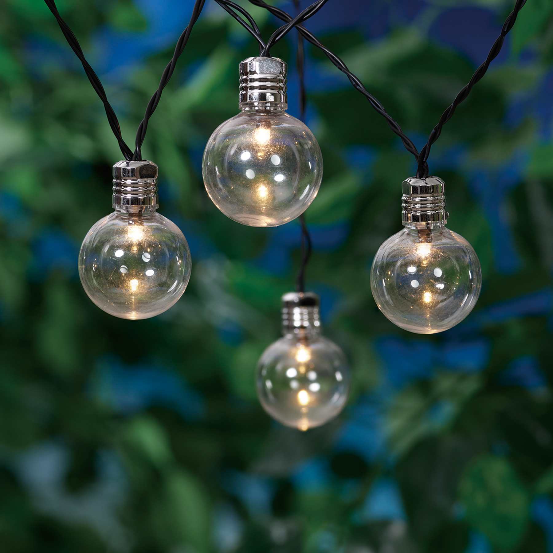15-Count Solar LED G40 Globe String Lights with Black Wire