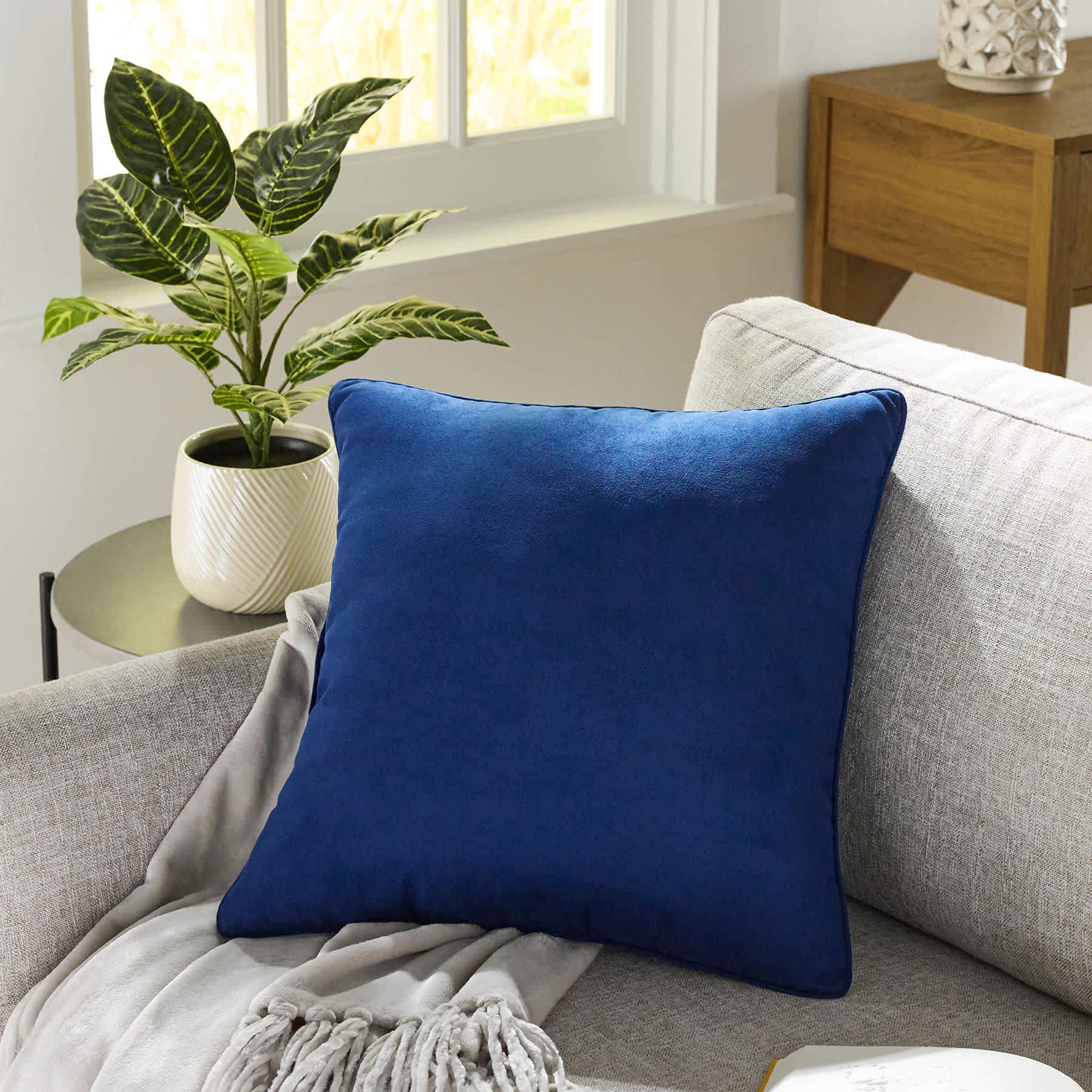 Medieval Blue Faux Suede Throw Pillow, 18"