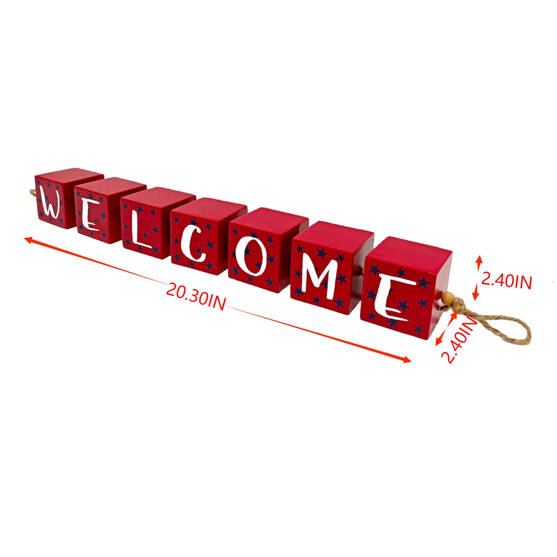 Freedom or Welcome Red Reversible Block Garland