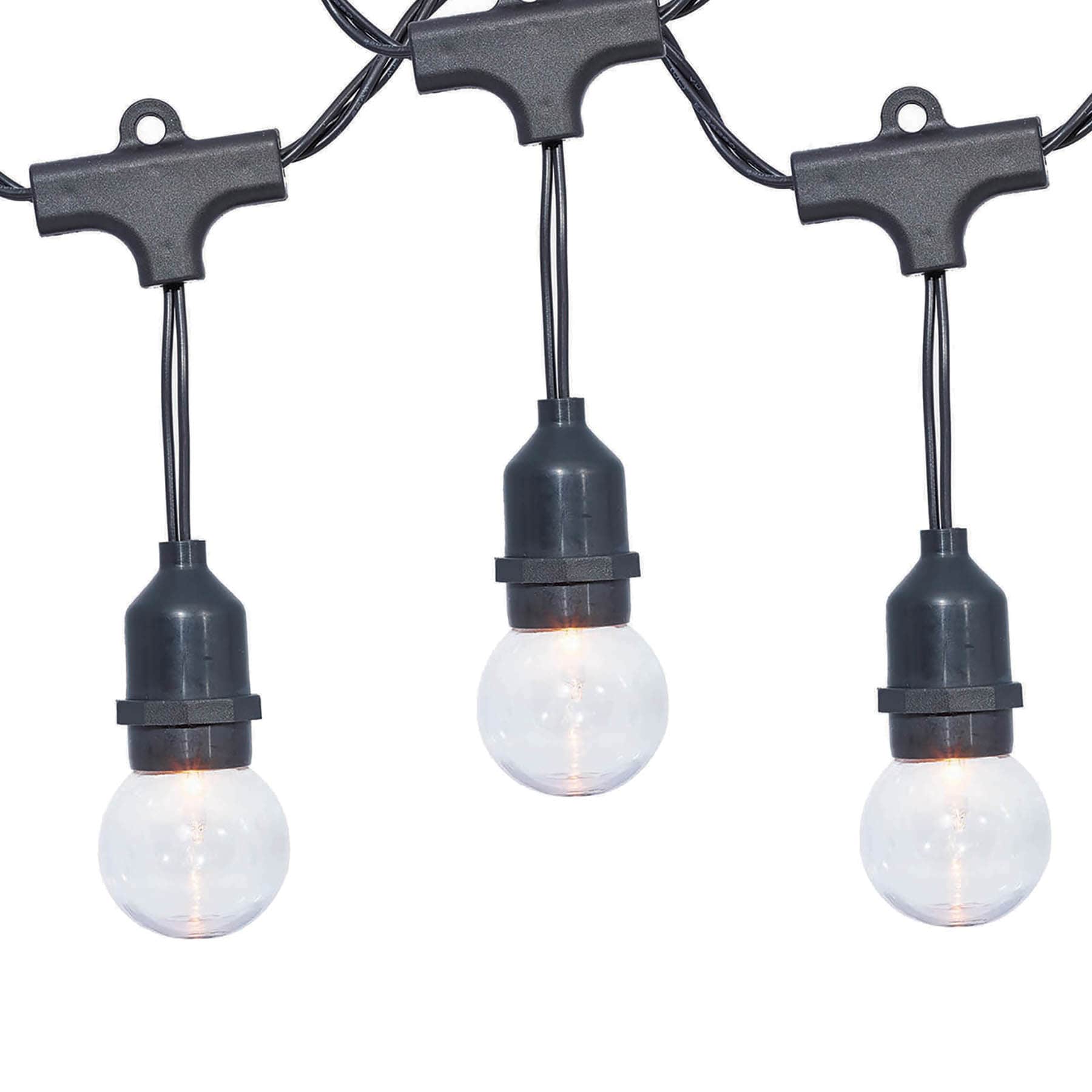 30-Count Clear G40 Globe String Lights with Black Commercial Wire