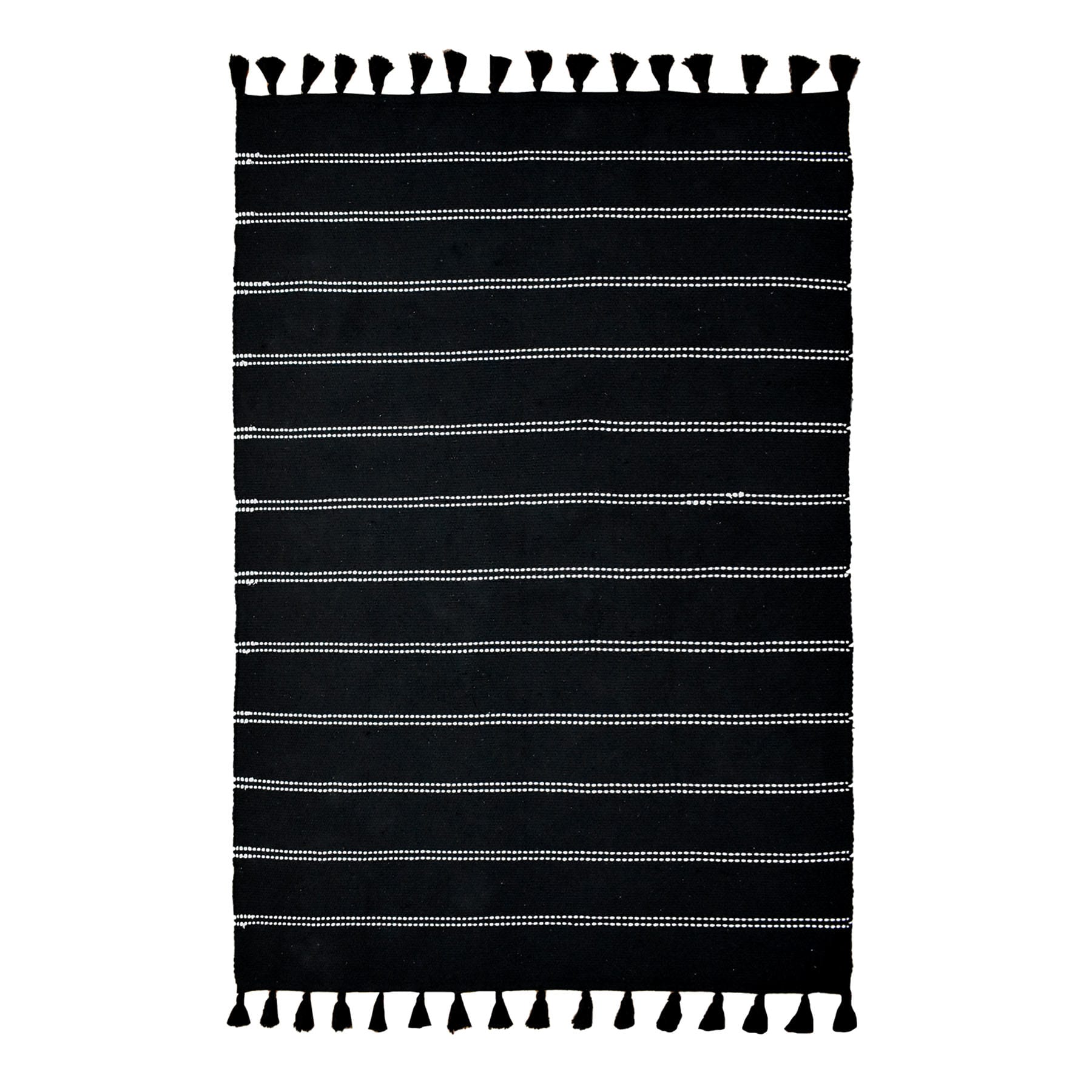(D582) Honeybloom Black Striped Woven Area Rug, 5x7