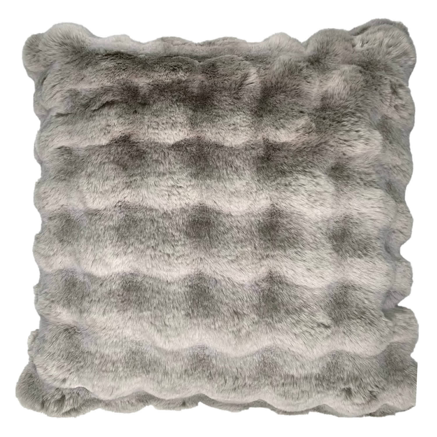 Greige Luxury Pom-Pom Faux Fur Throw Pillow, 24"