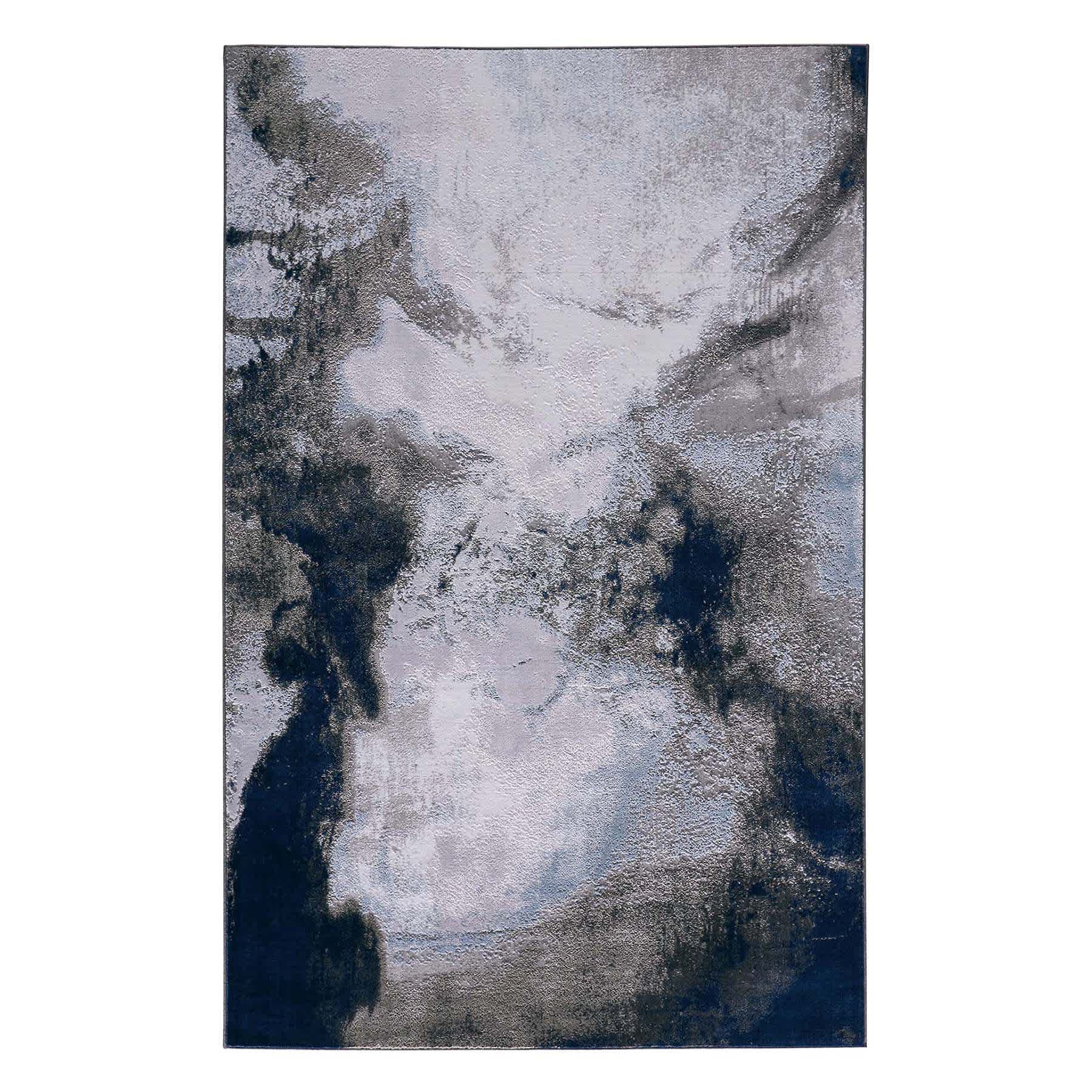 (B526) Oasis Blue Contemporary Design Area Rug, 5x7