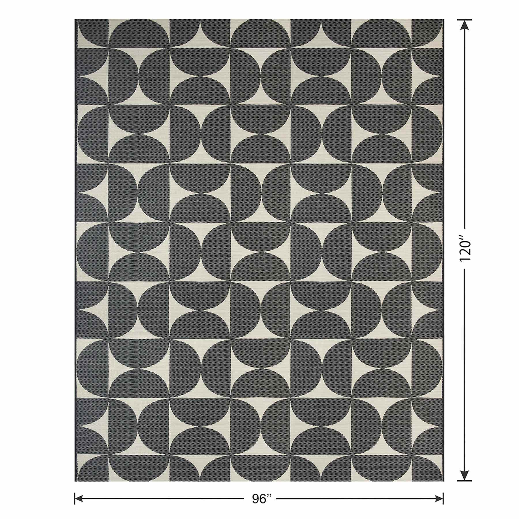 (E535) Crosby St. Black & White Geometric Outdoor Area Rug, 8x10