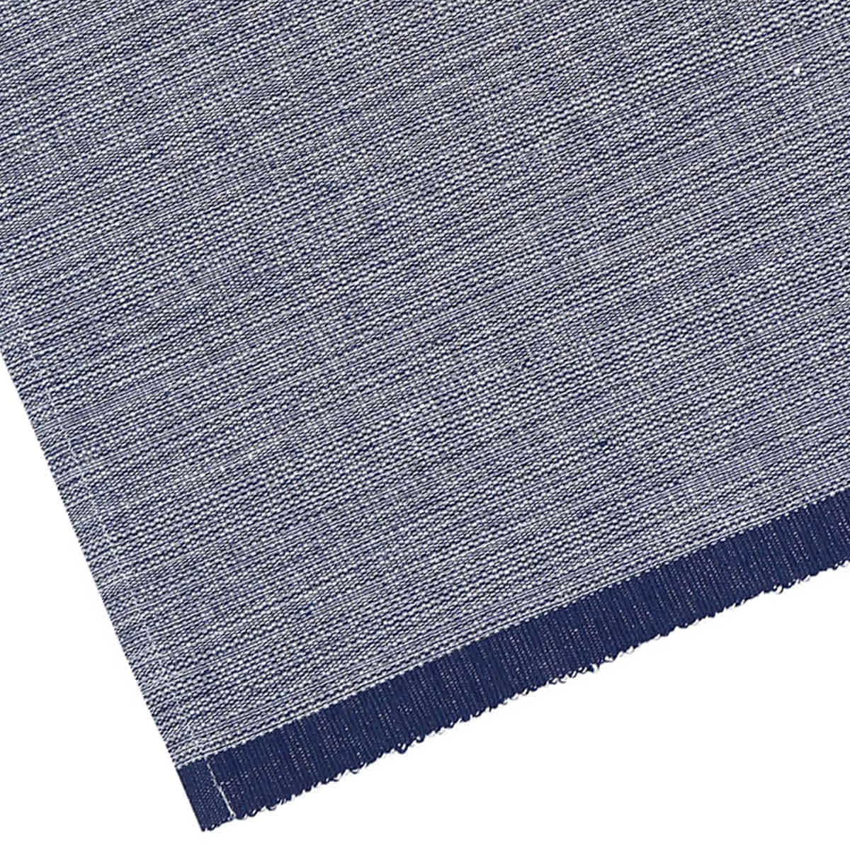 Set of 4 Blue & Ivory Mix Woven Placemats with Fringe, 13x19
