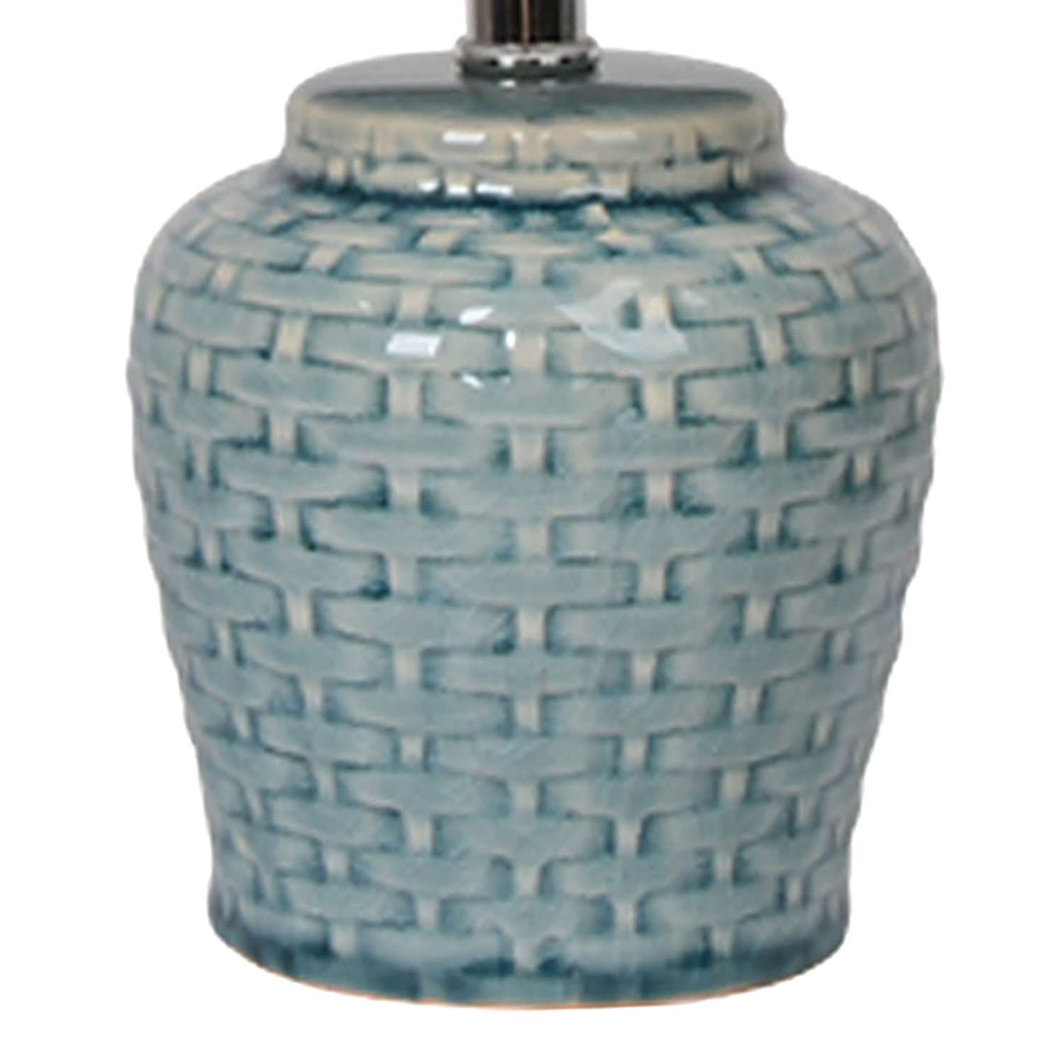 Honeybloom Blue Ceramic Basket Weave Mini Lamp with Shade, 12"