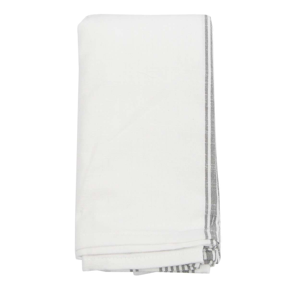 Set of 4 White with Multi-Grey Stripes Napkins, 18"