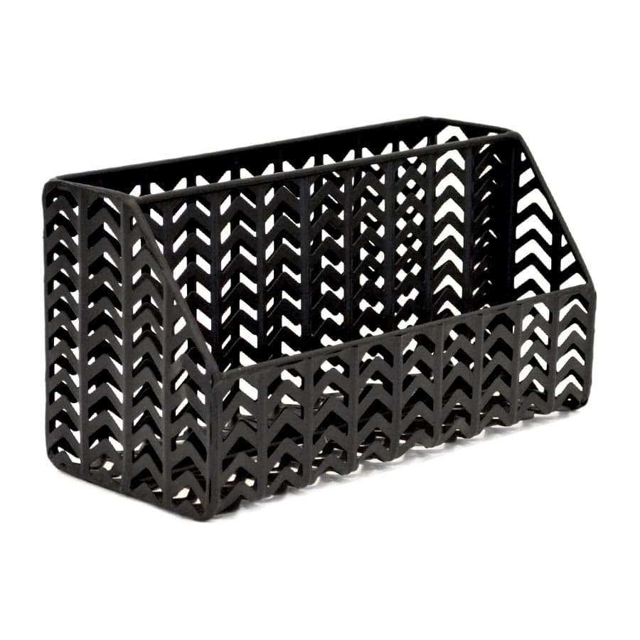 Matte Black Chevron Punched Metal Desk Organizer