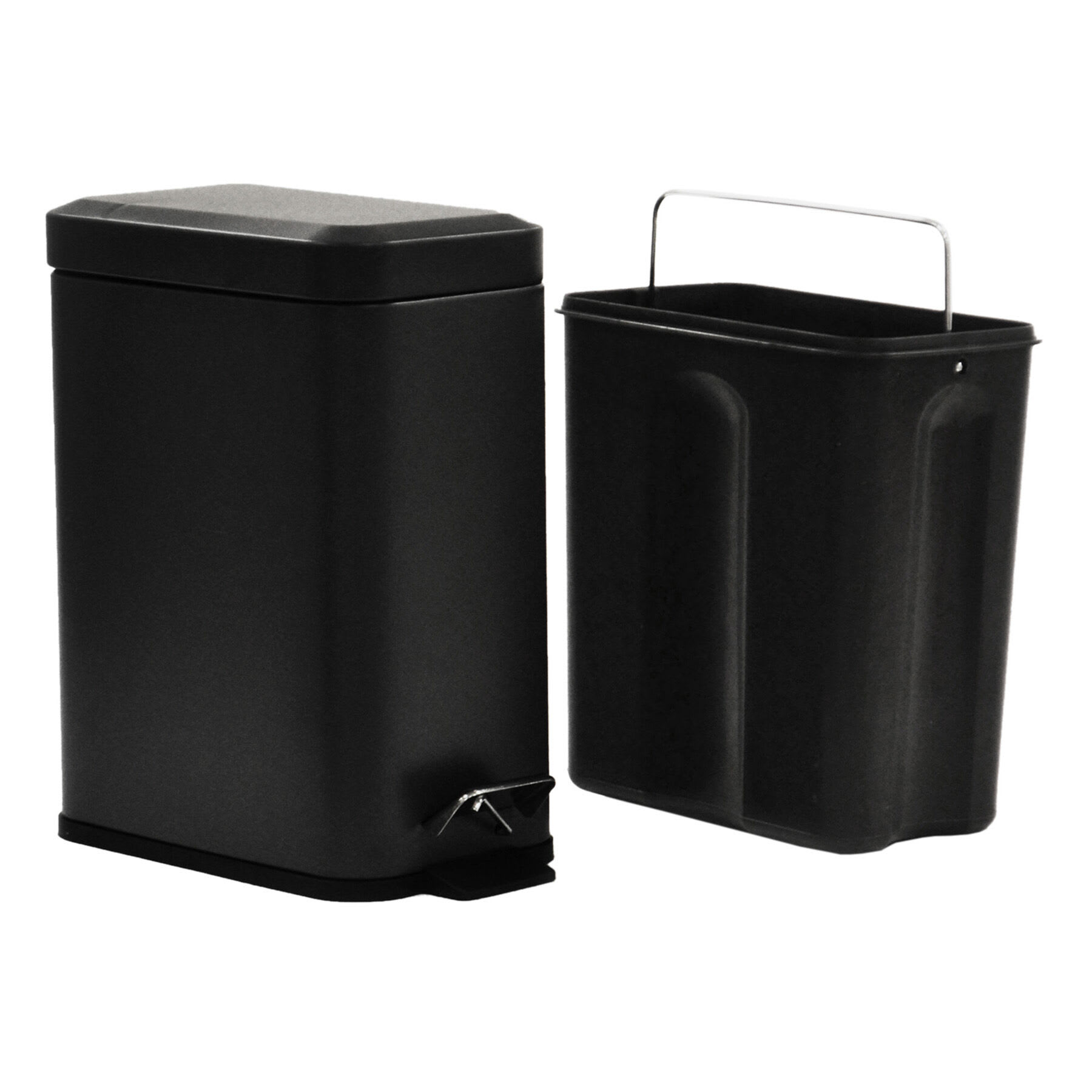 Weston Matte Black Metal Step Can with Removable Liner, 5l