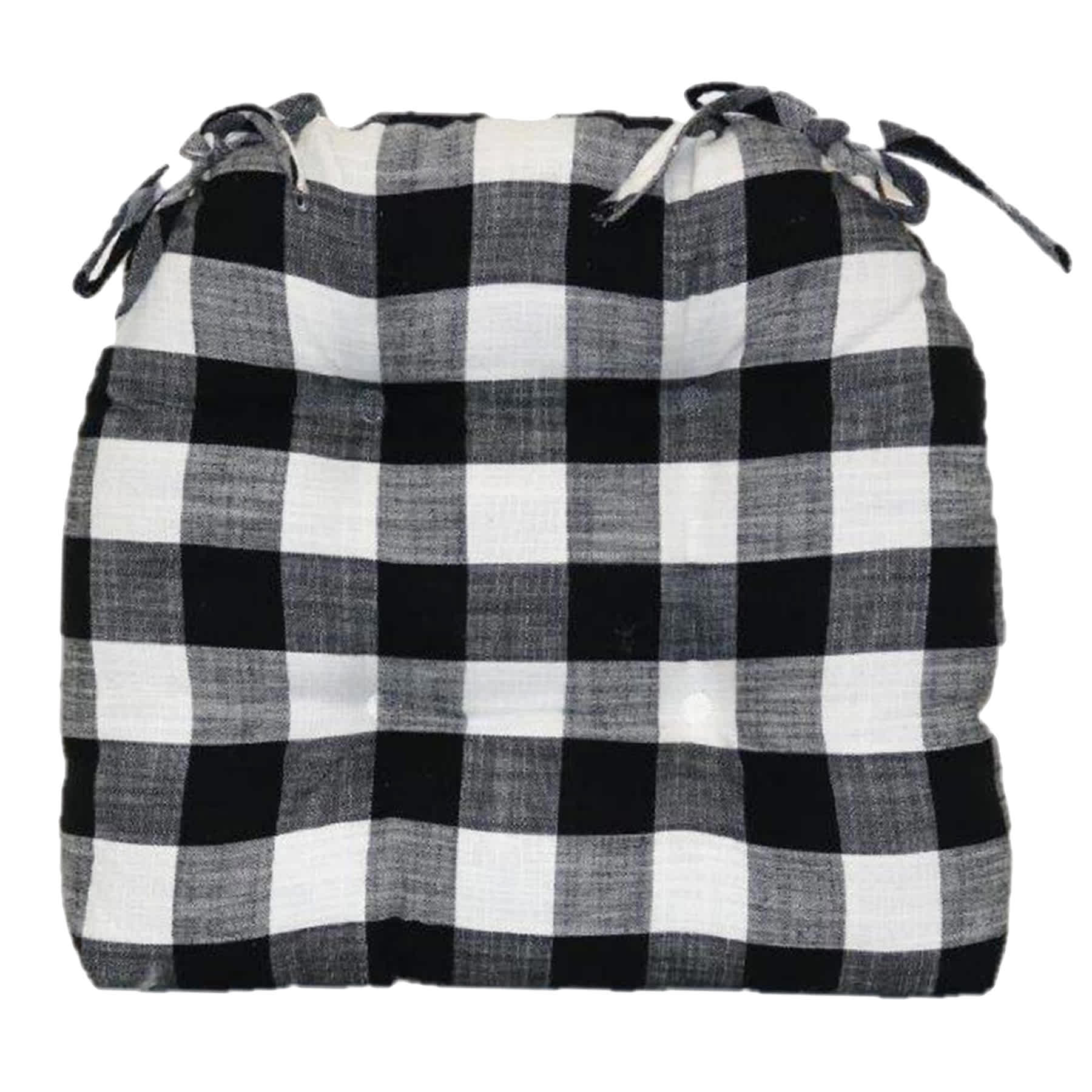 Black Cotton Buffalo Check Dining Chair Cushion