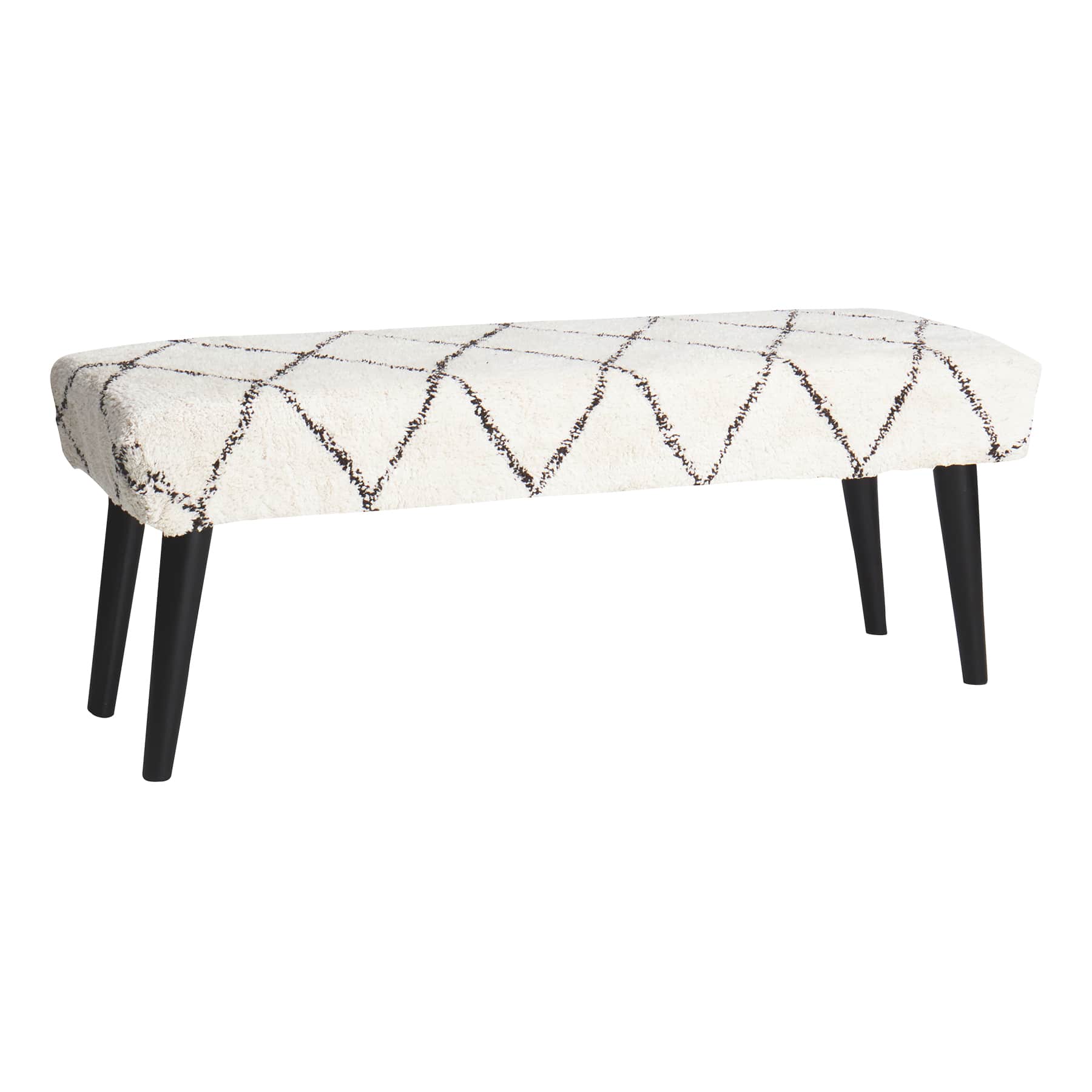 Found & Fable Zuri Tufted Bench, Cream & Black