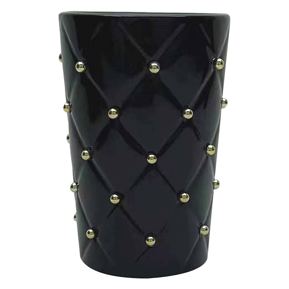 Providence Black & Gold Quilted Ceramic Stud Bath Tumbler
