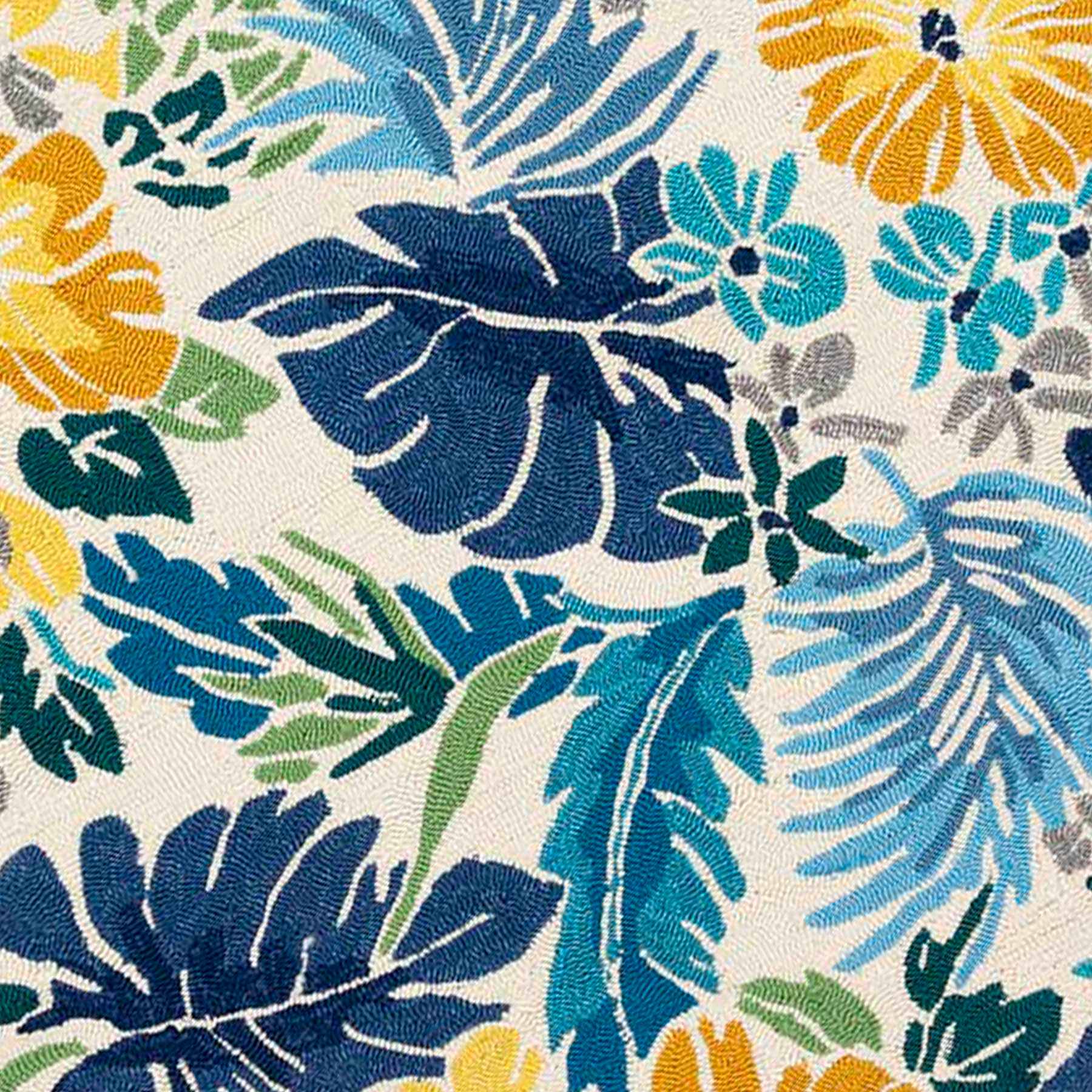 (E264) Santa Monica Blue Floral Indoor & Outdoor Area Rug, 7x10