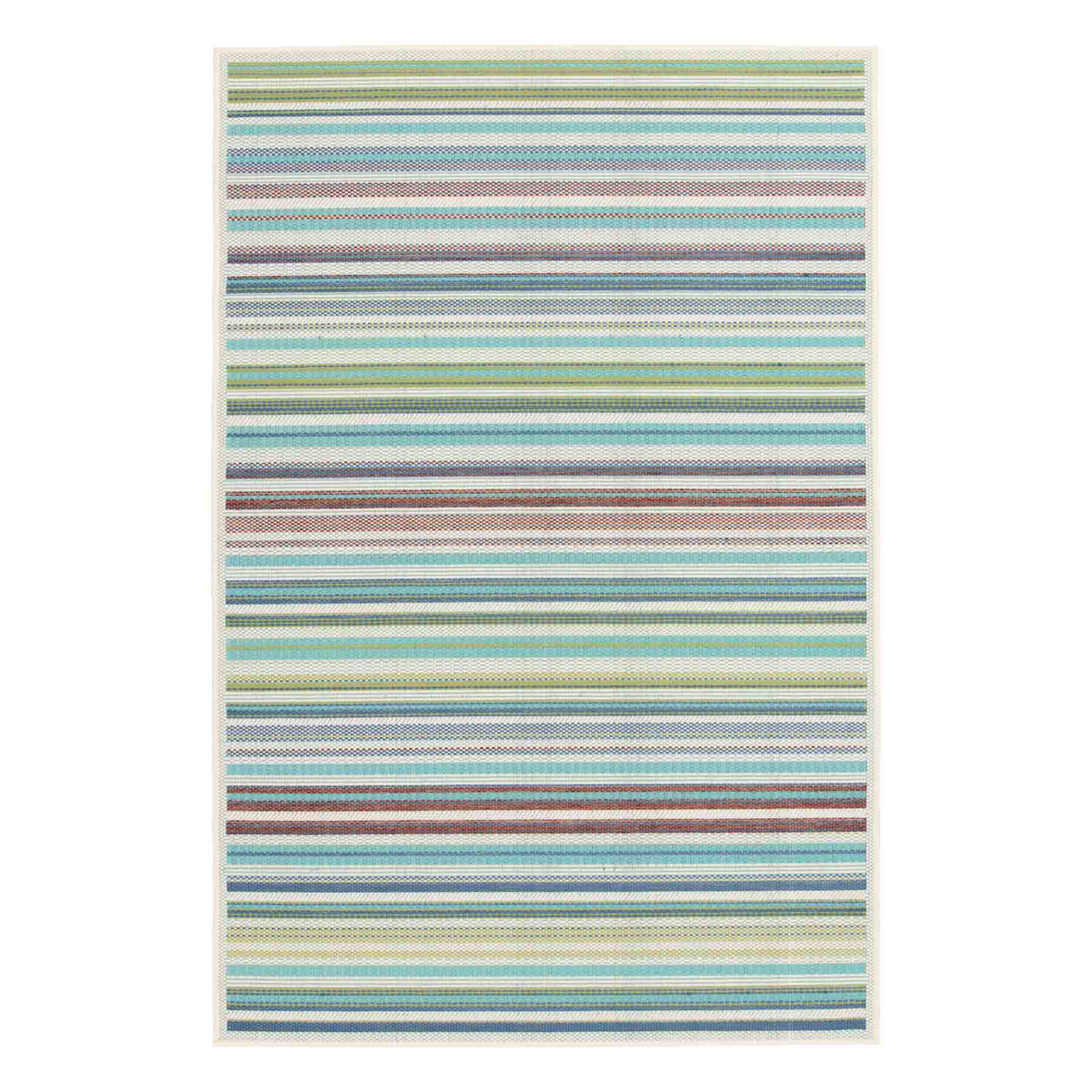 (E441) Scope Aqua Green Striped Outdoor Accent Rug, 2x4