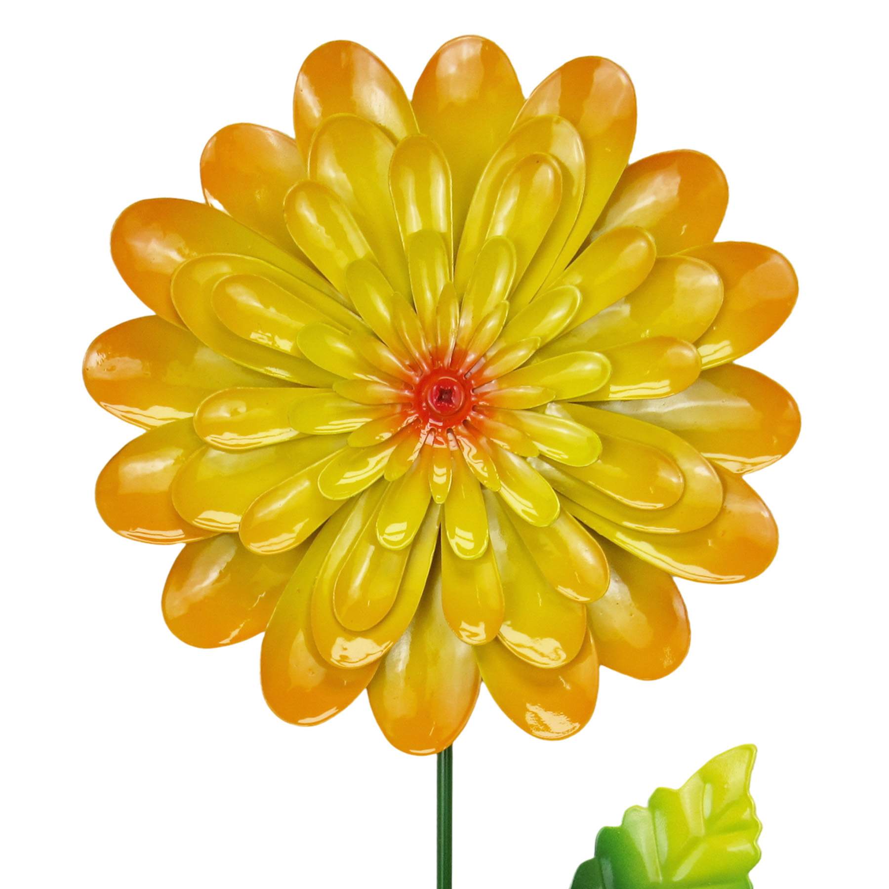 Yellow Metal Flower Yard Pick, 30.2"