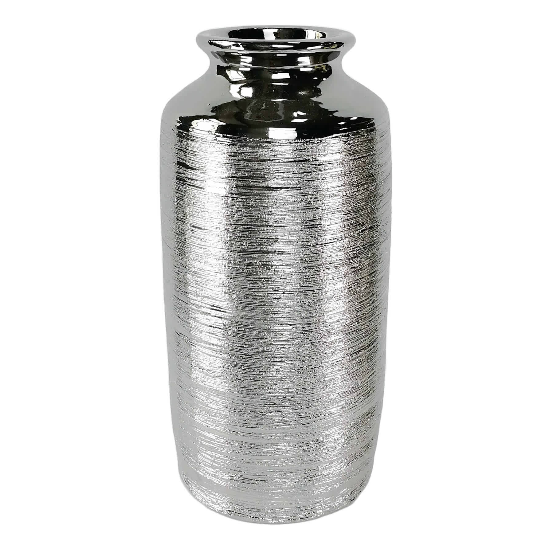 Ty Pennington Silver Ceramic Vase, 10"