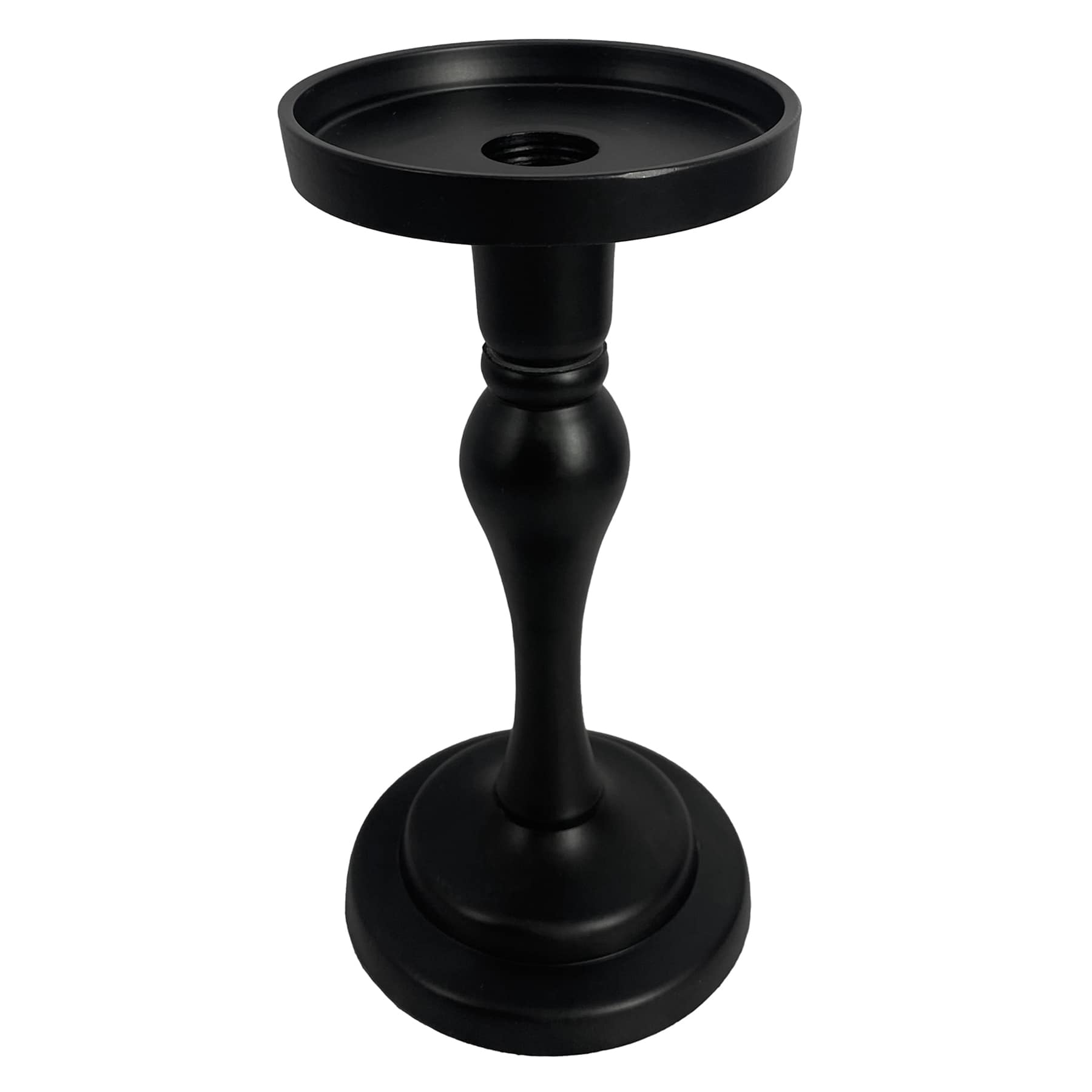 Black Pillar Candle Holder, 8.2"