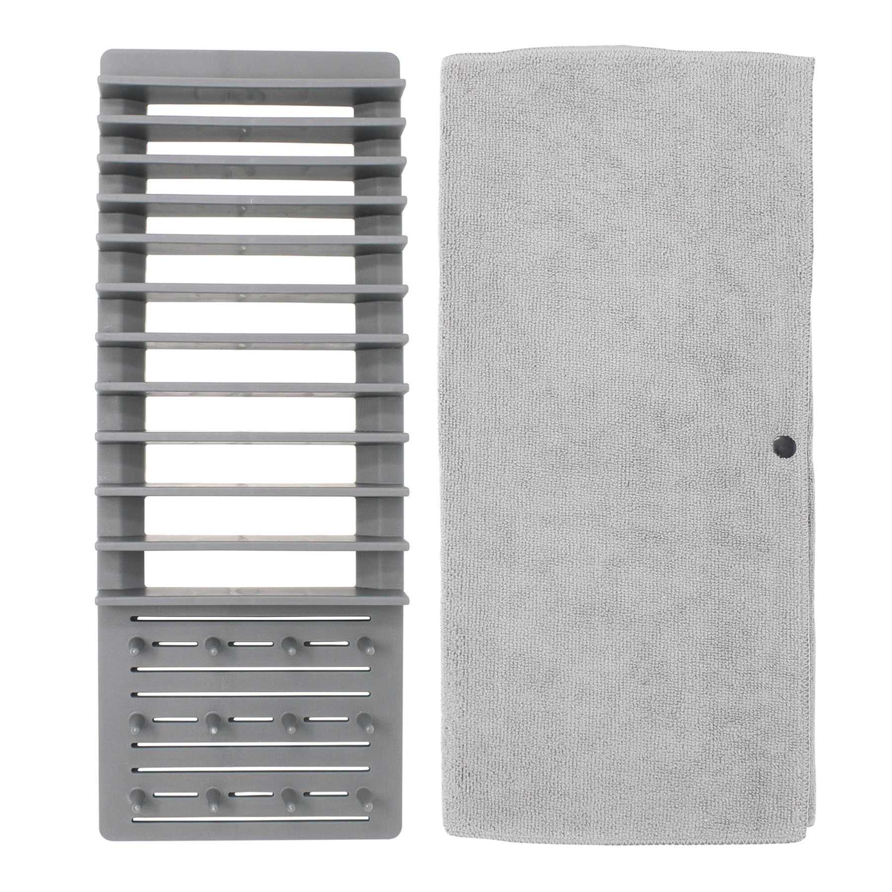 Grey Dish Drying Mat with Rack