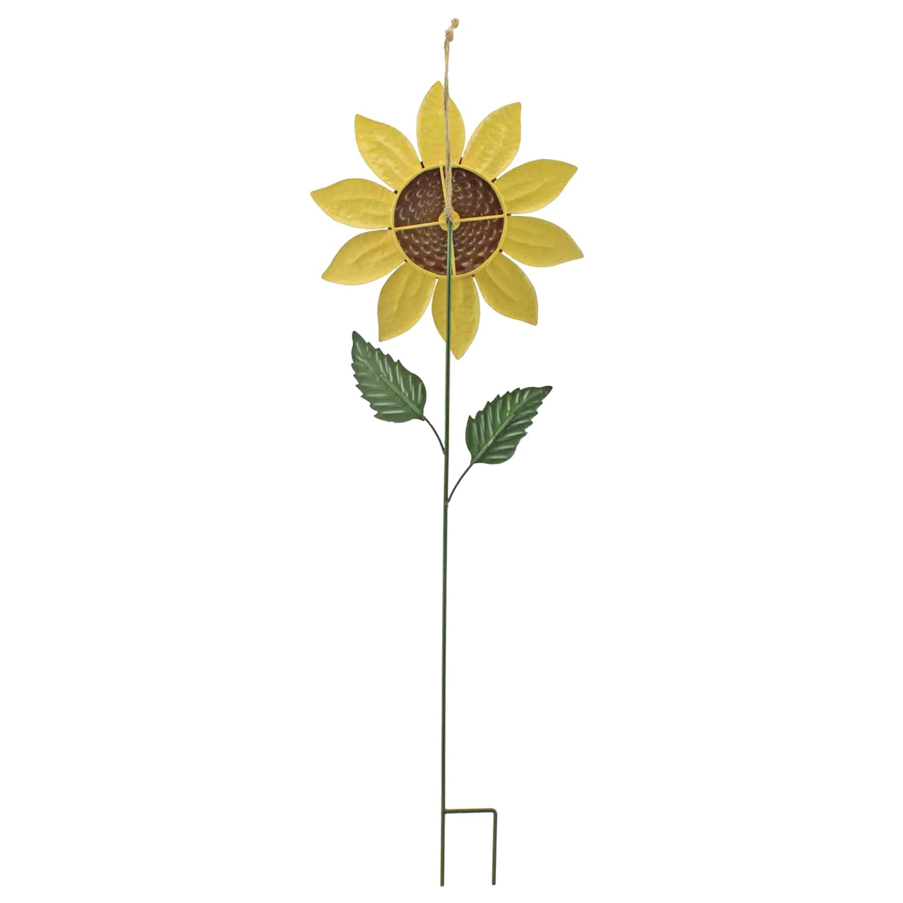 Homespun Harvest Spinning Sunflower Yardstake, 35.7"