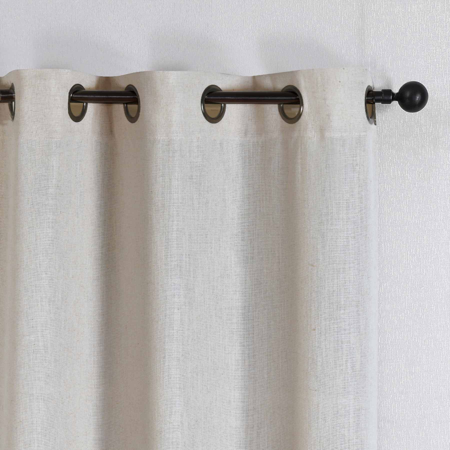 Ivory Linen Blend Light Filtering Grommet Curtain Panel, 84"