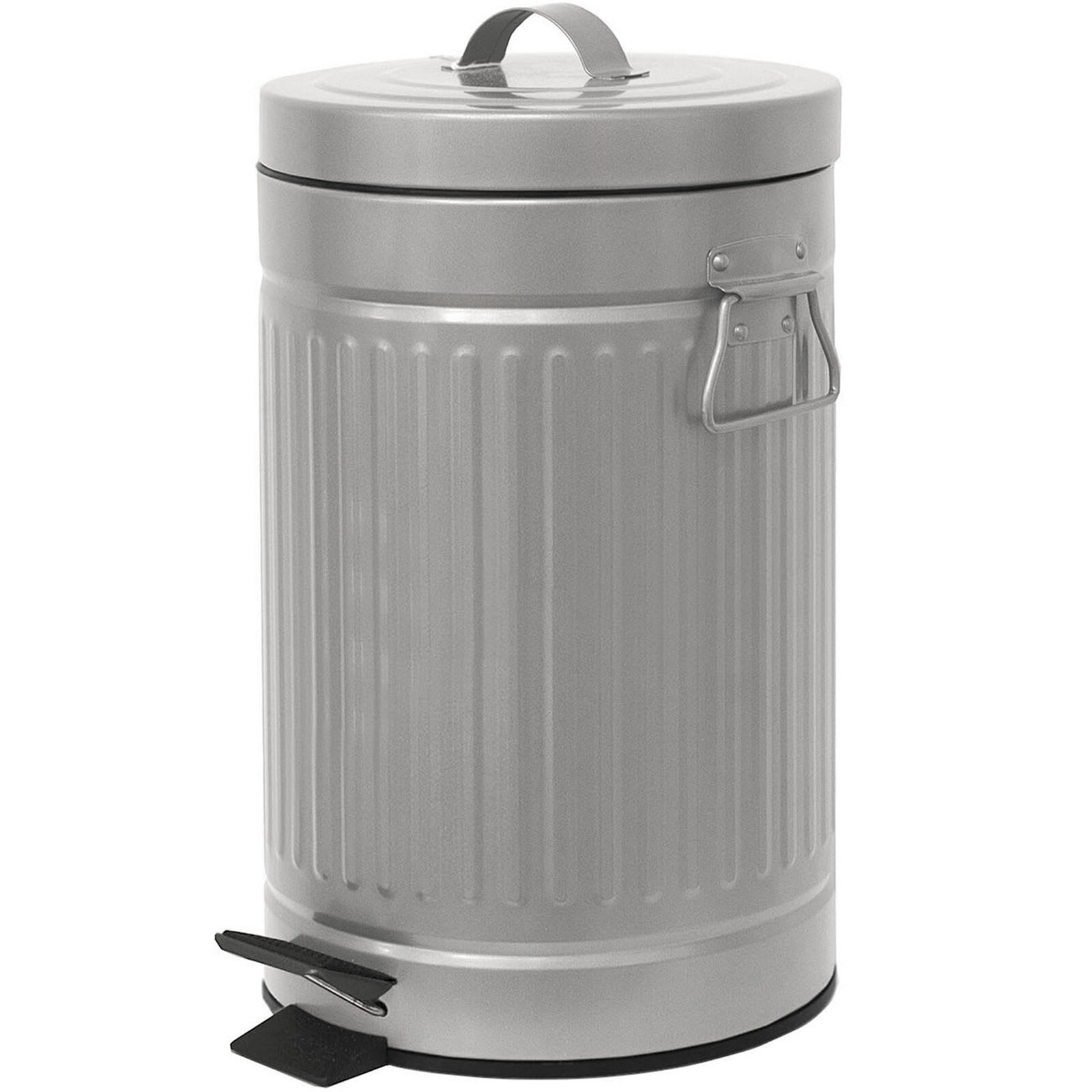 Retro Silver Step Trash Can, 12l