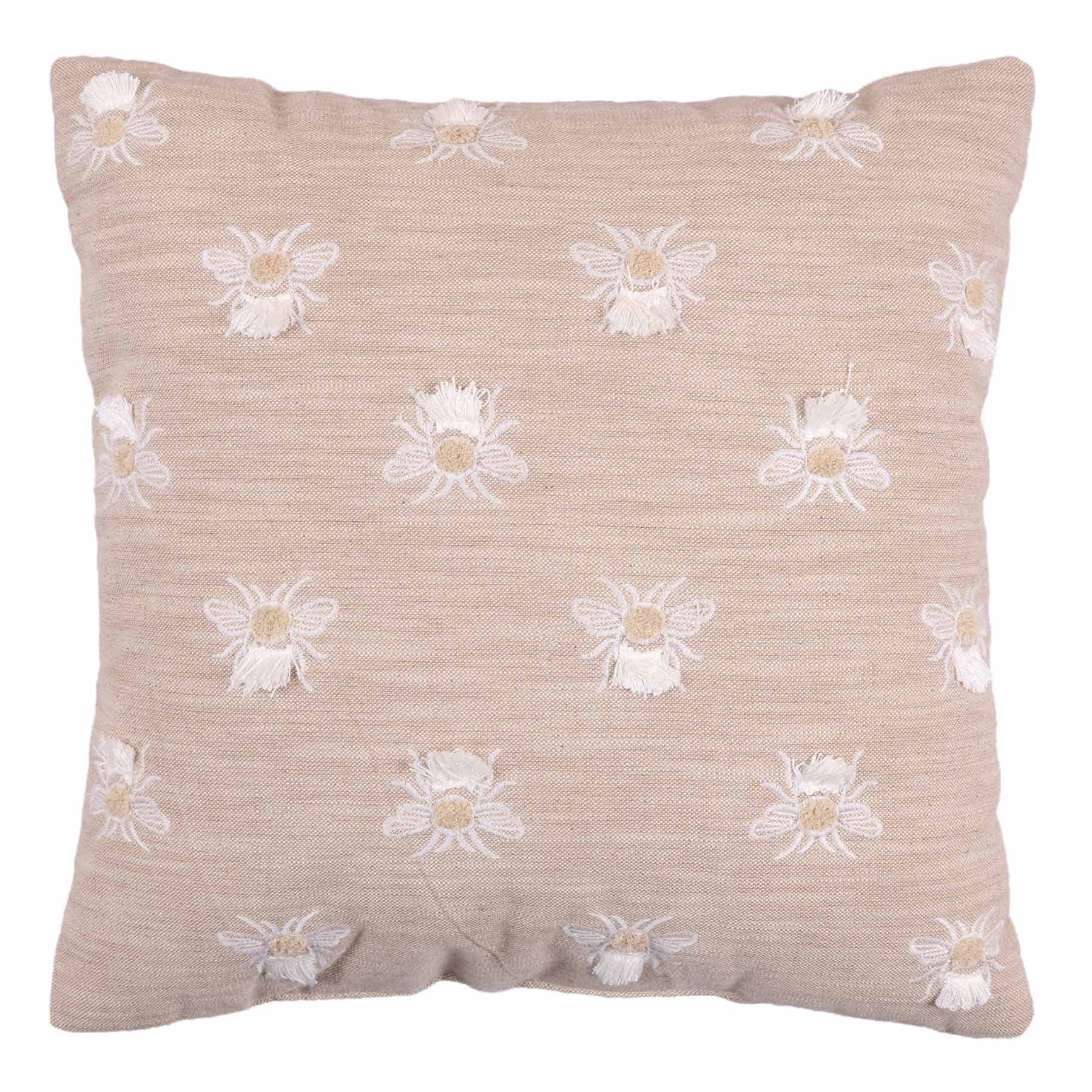Honeybloom Bee Embroidered Throw Pillow, 18"