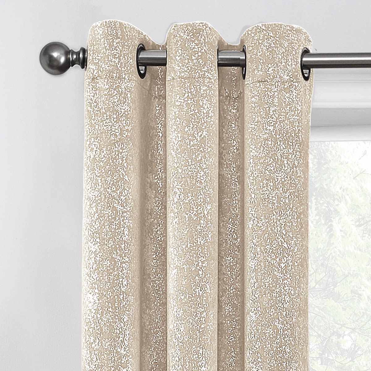 2-Pack Metallic Ivory Blackout Grommet Curtain Panels, 84"