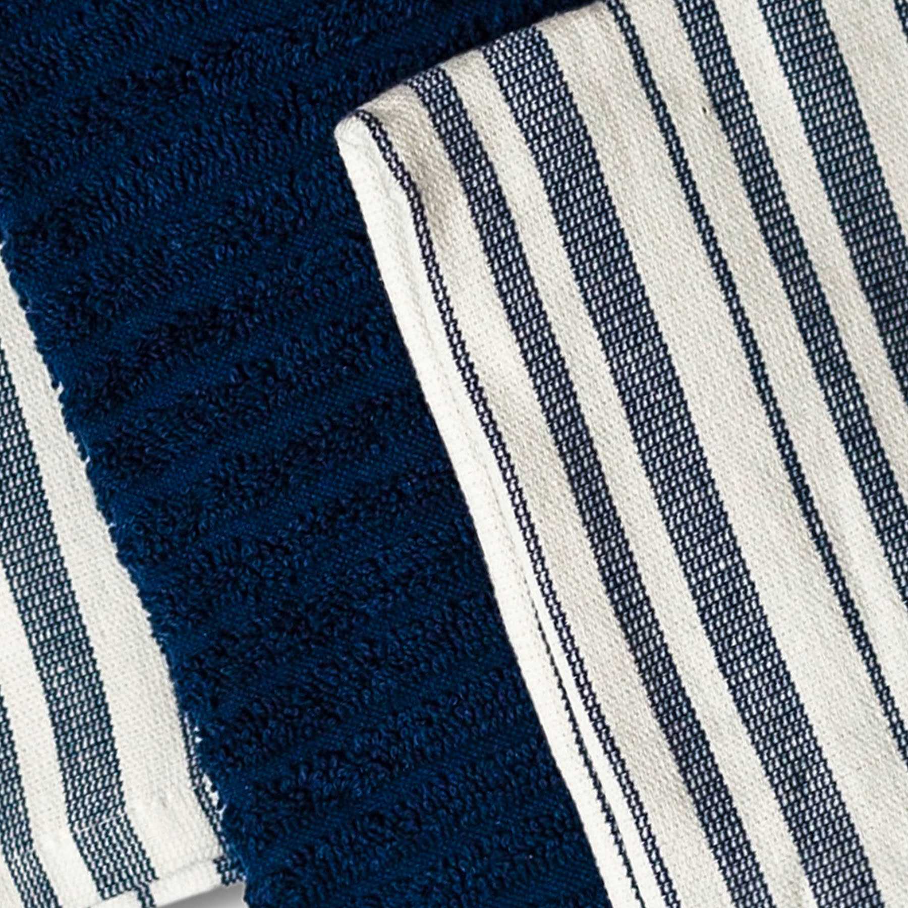 Set of 3 Blue Lakewood Reverse Terry Cotton Kitchen Towels
