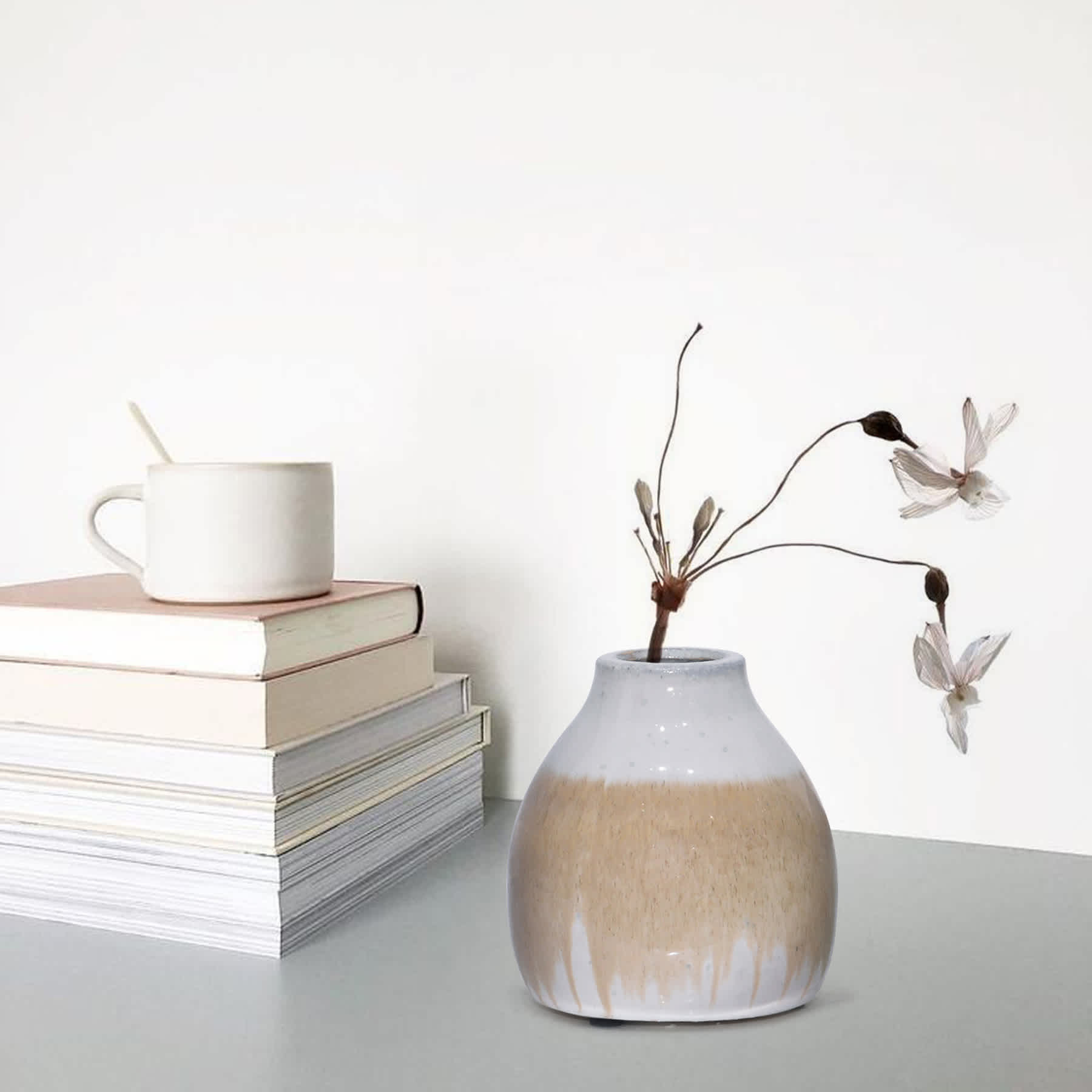 Latte Ceramic Vase, 5"