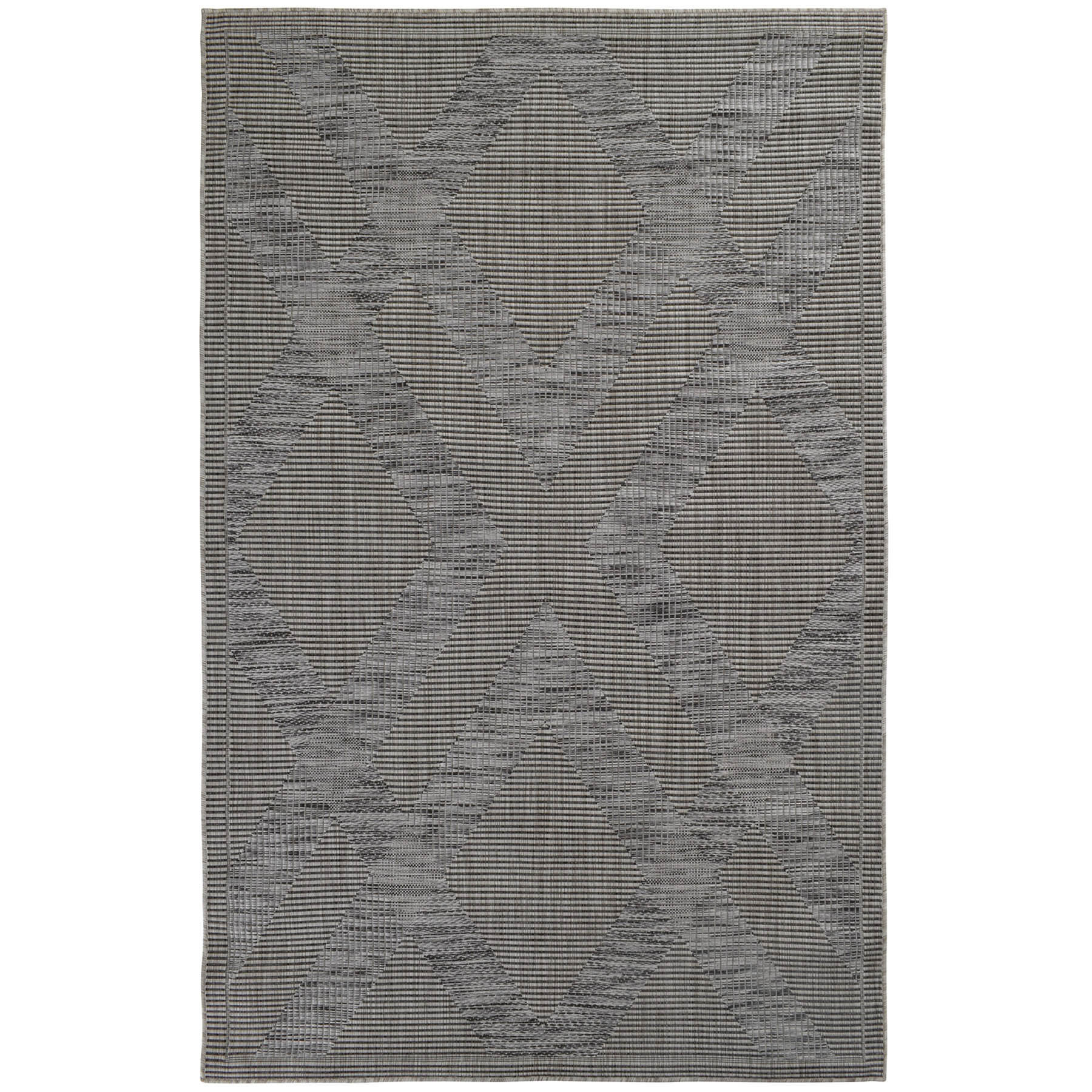 (E219) Grey Diamond Design Indoor & Outdoor Area Rug, 7x10