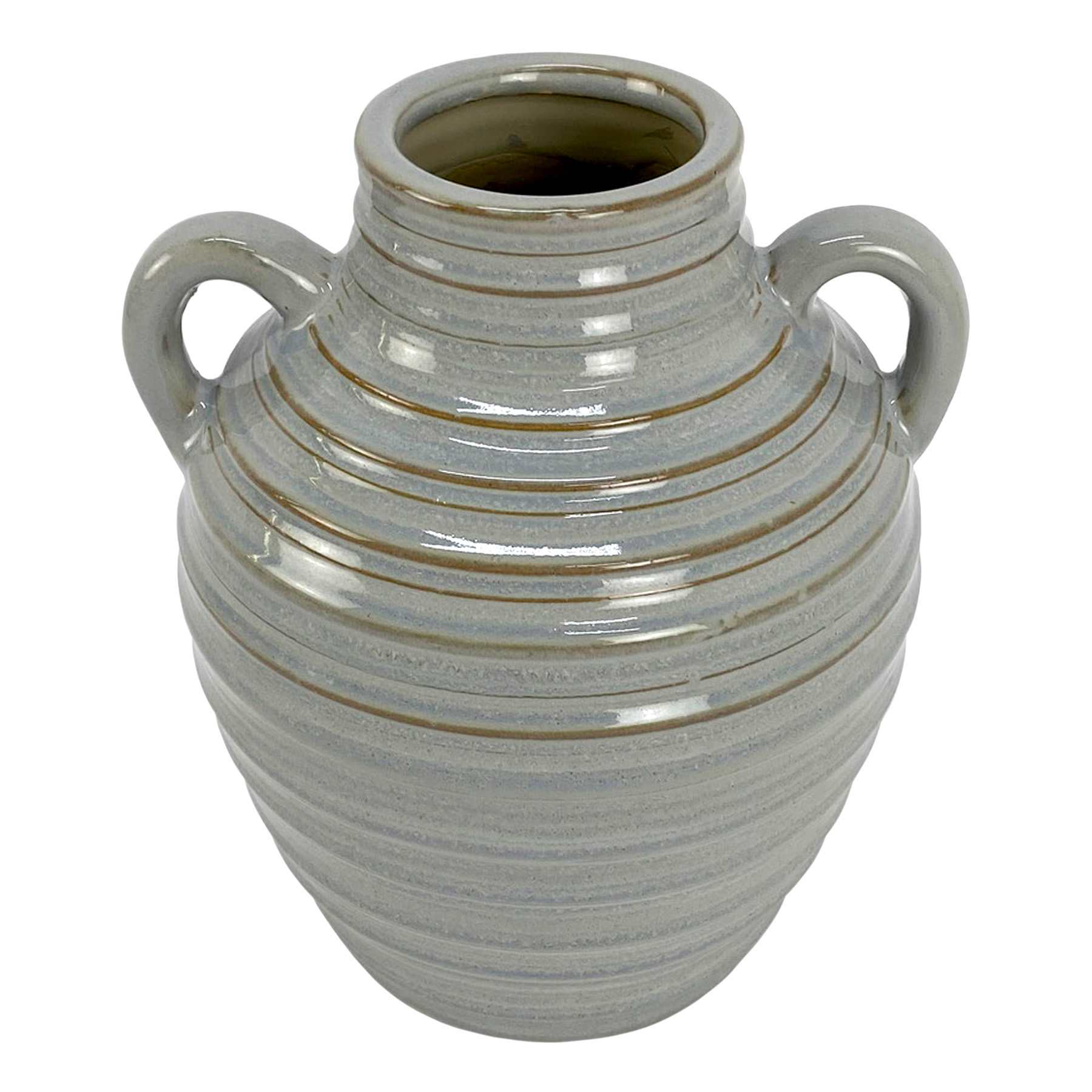 Ty Pennington Grey Ceramic Vase with Handles, 8"