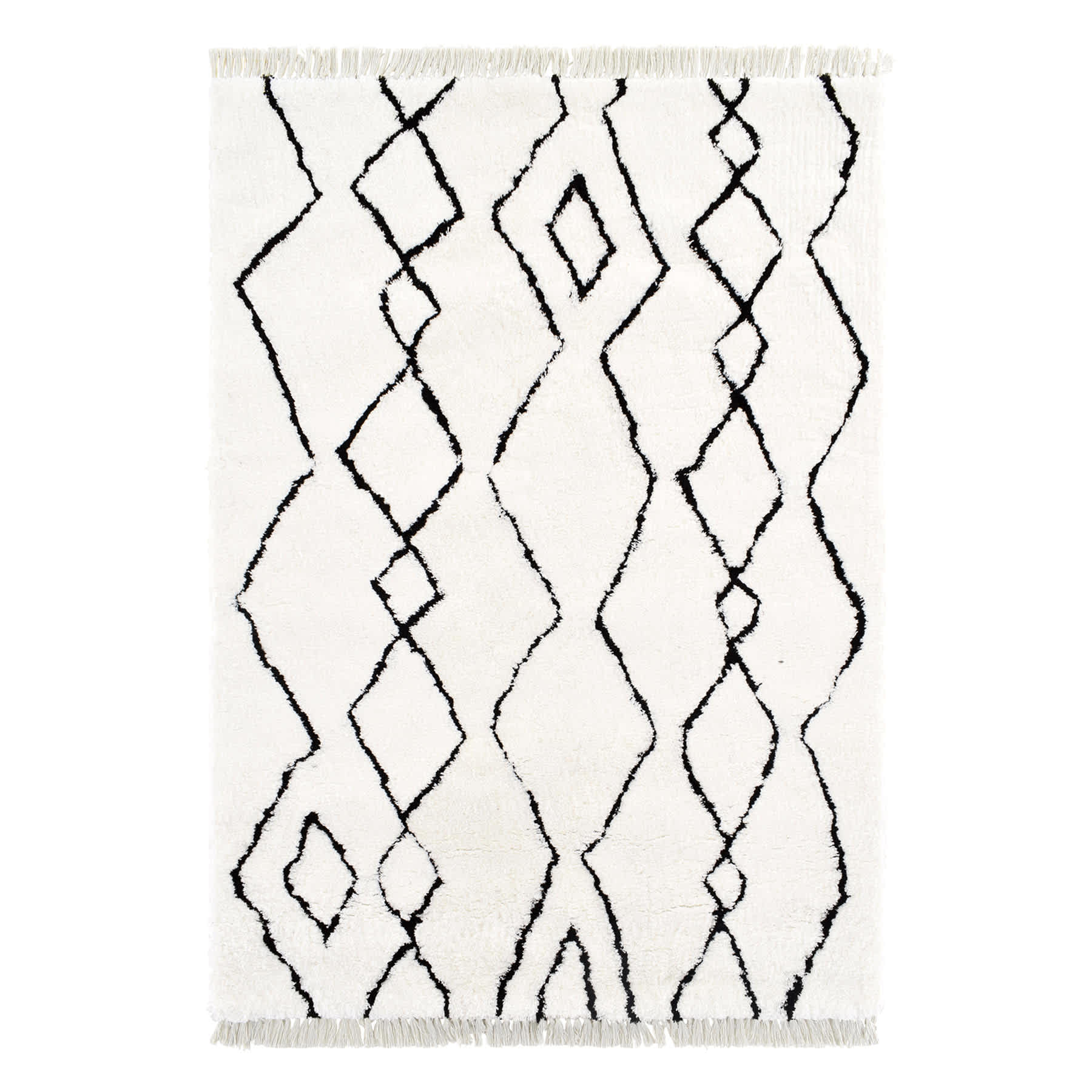 (C183) Imperial White Patterned Area Rug with Tassels, 8x10