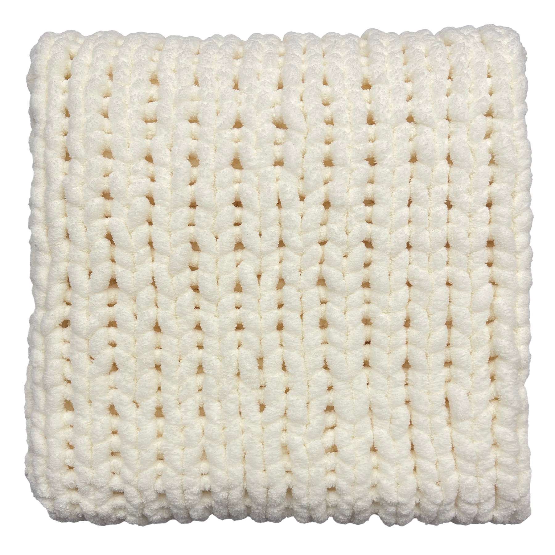 Honeybloom Ivory Chunky Knit Throw Blanket, 50x60