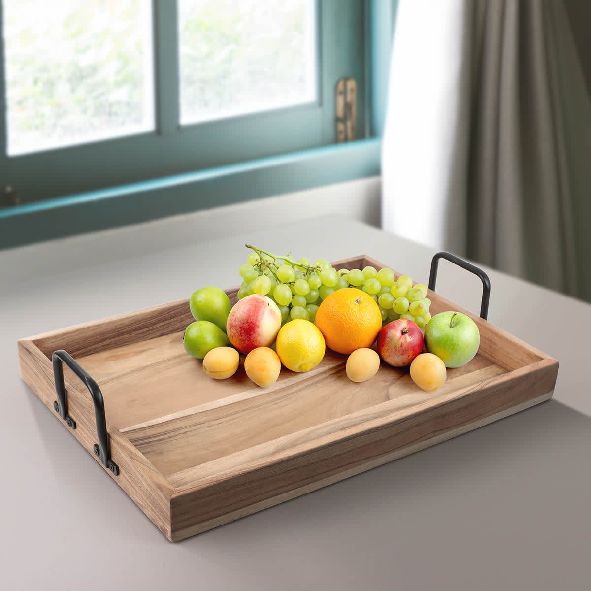 Rectangle Acacia Wood Serving Tray, 21x14