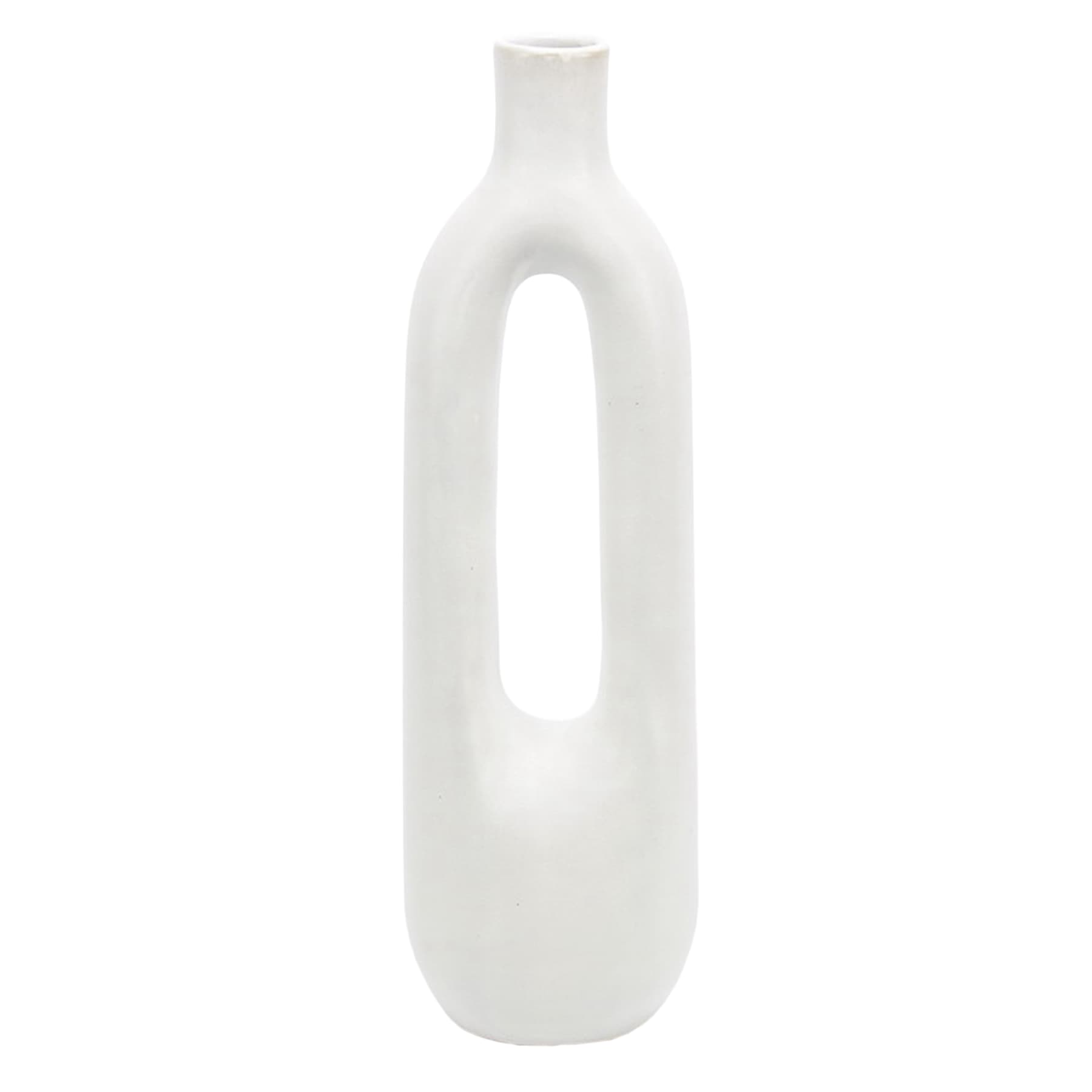 Tracey Boyd White Ceramic Open Vase, 13.5"