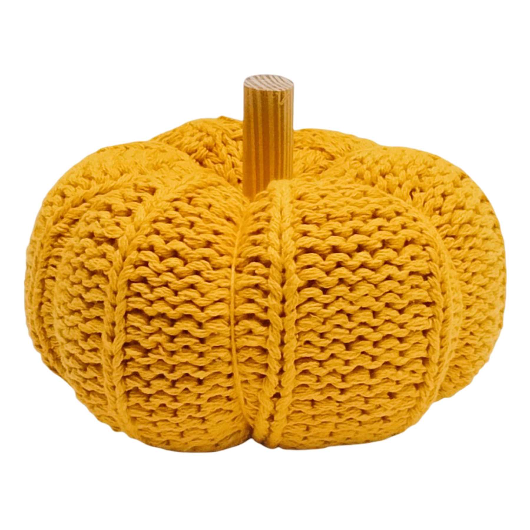 Homespun Harvest Yellow Crochet Pumpkin, 8"