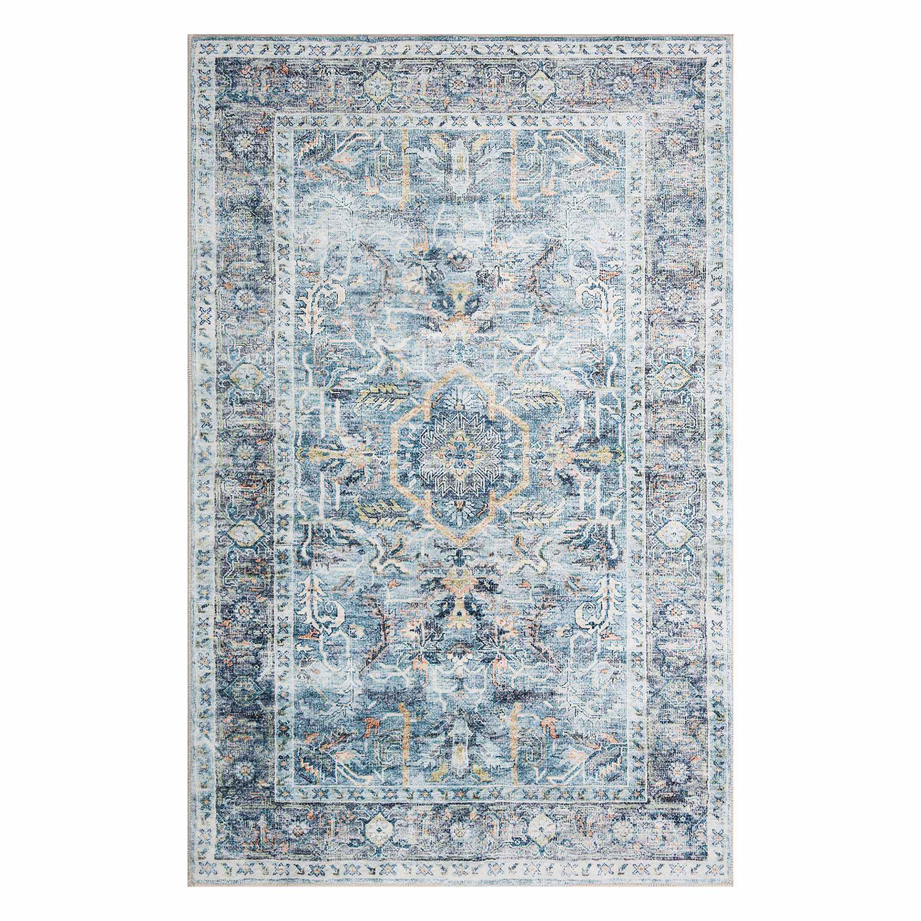 Emerald Medallion Patterned Chenille Accent Rug, 27x45