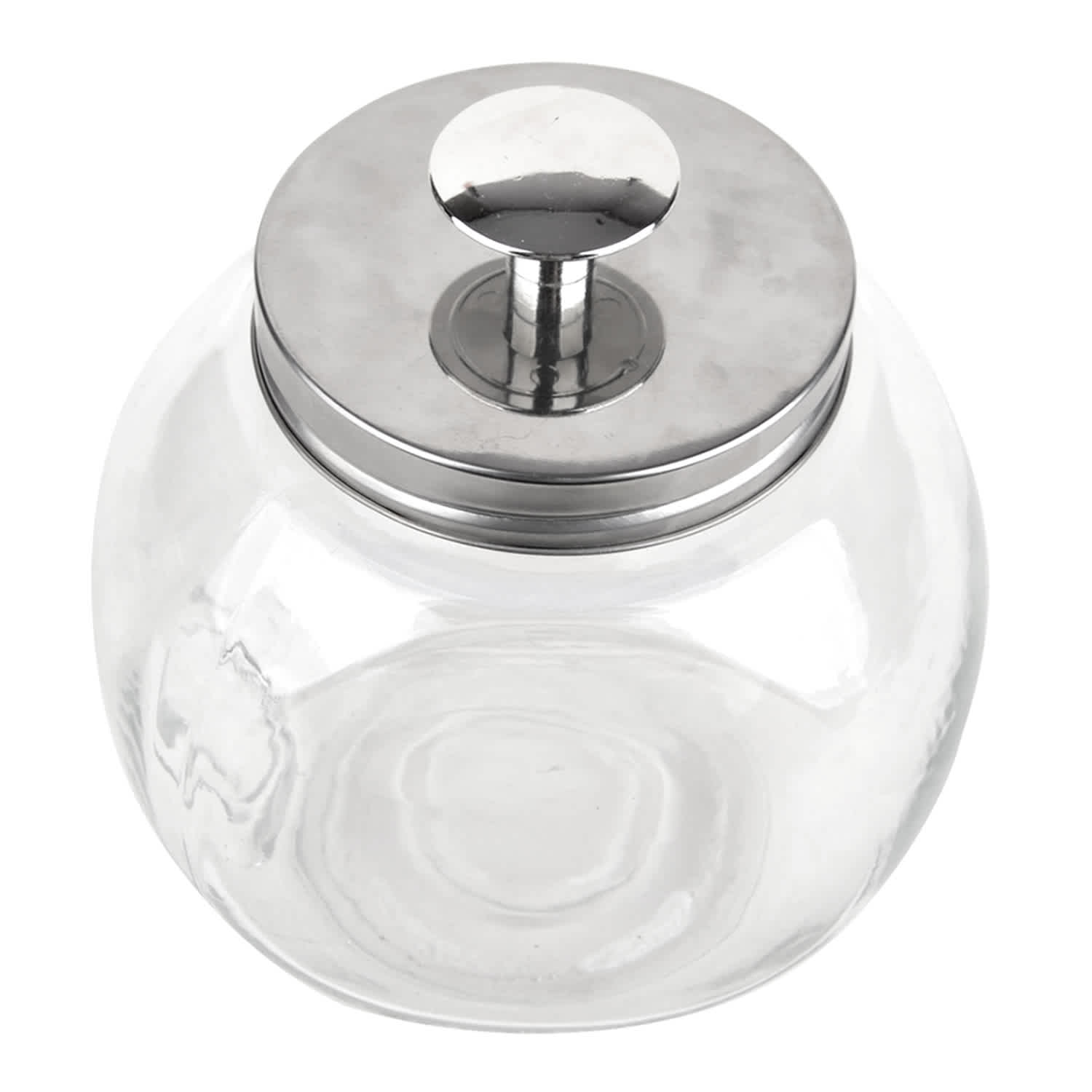 Clear Glass Penny Jar Canister with Metal Lid, 96oz