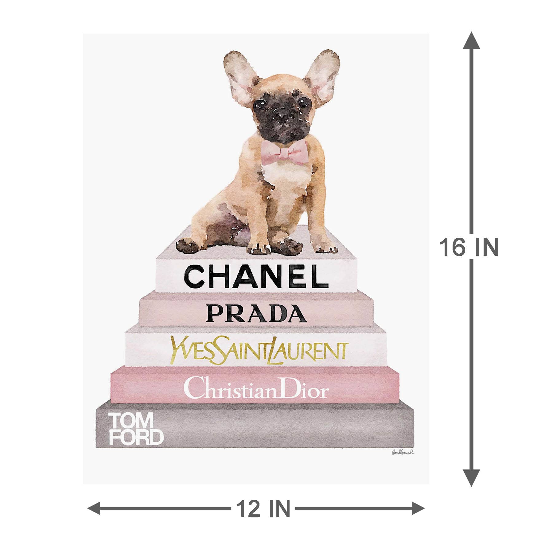 Fashion Puppy Bookstack Canvas Wall Art, 12x16