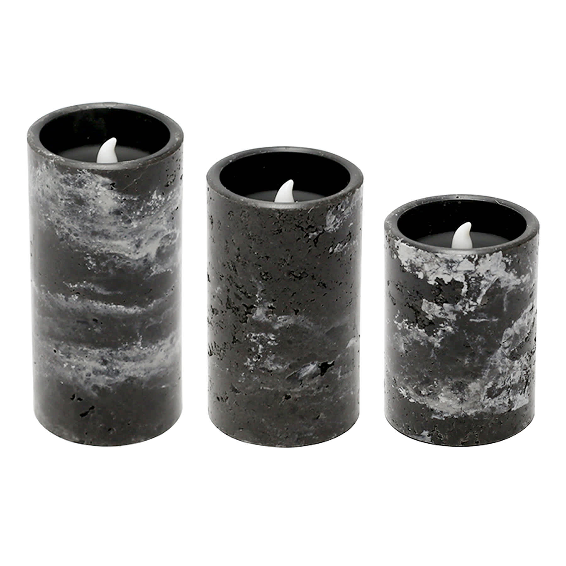 Crosby St. Set of 3 Marbled Wax LED Pillar Candle with Timer