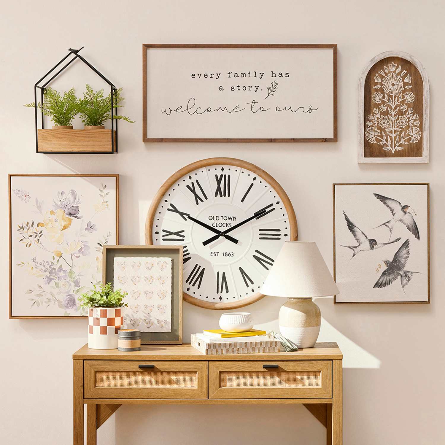 Honeybloom Every Family Has a Story Framed Canvas Wall Sign, 32x16