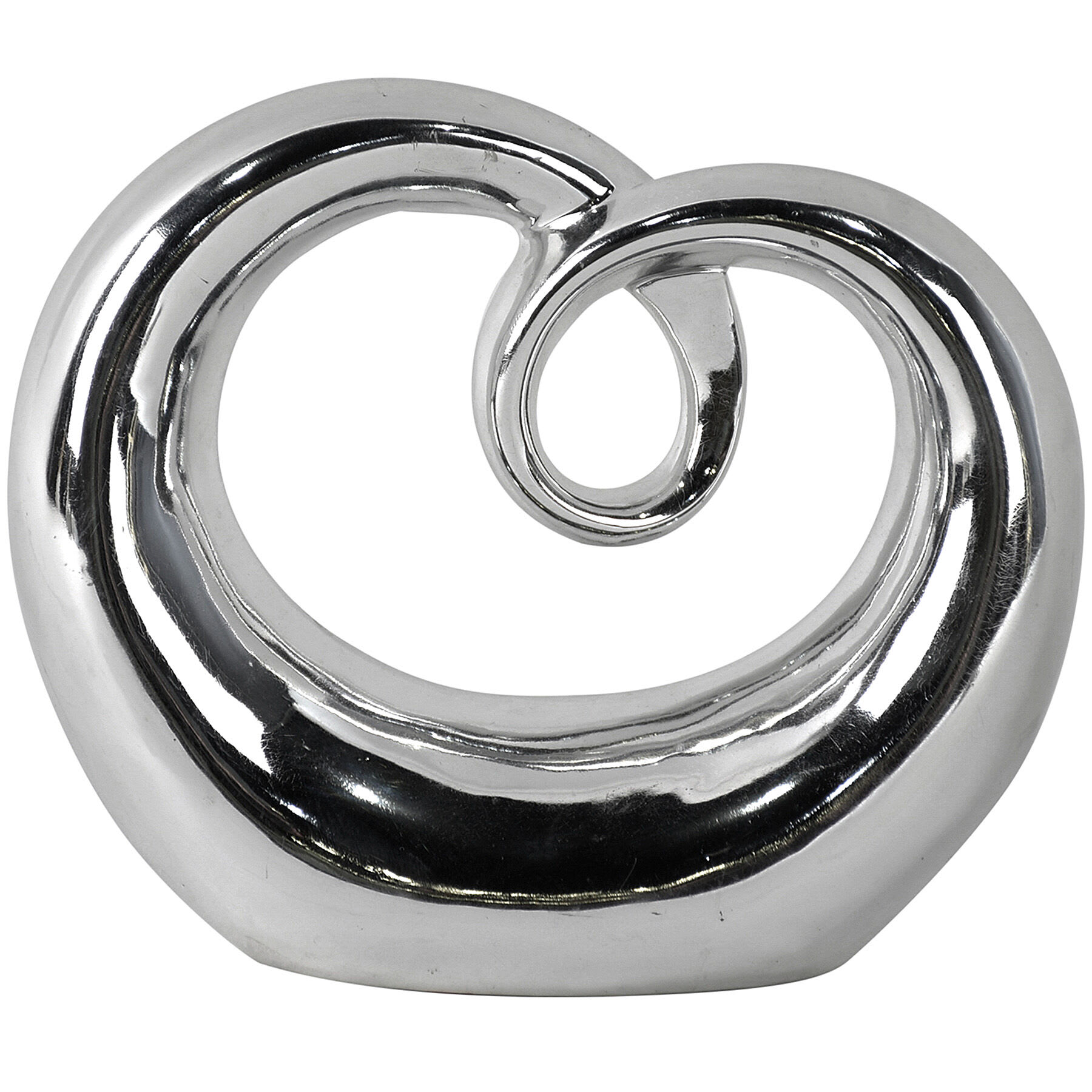 Silver Ceramic Heart Sculpture, 6.5"